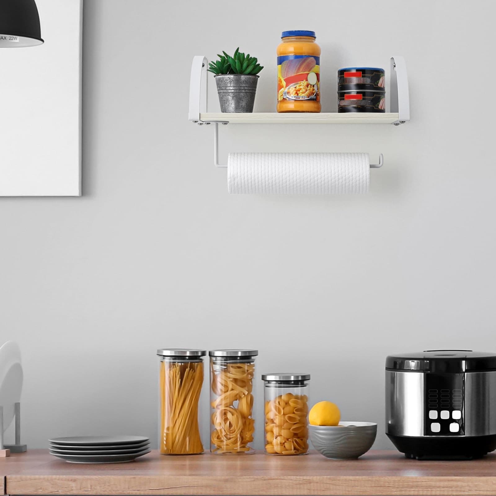 Paper Towel Holder with Shelf Farmhouse Paper Towel Holder Wall Mount Spice R... 5