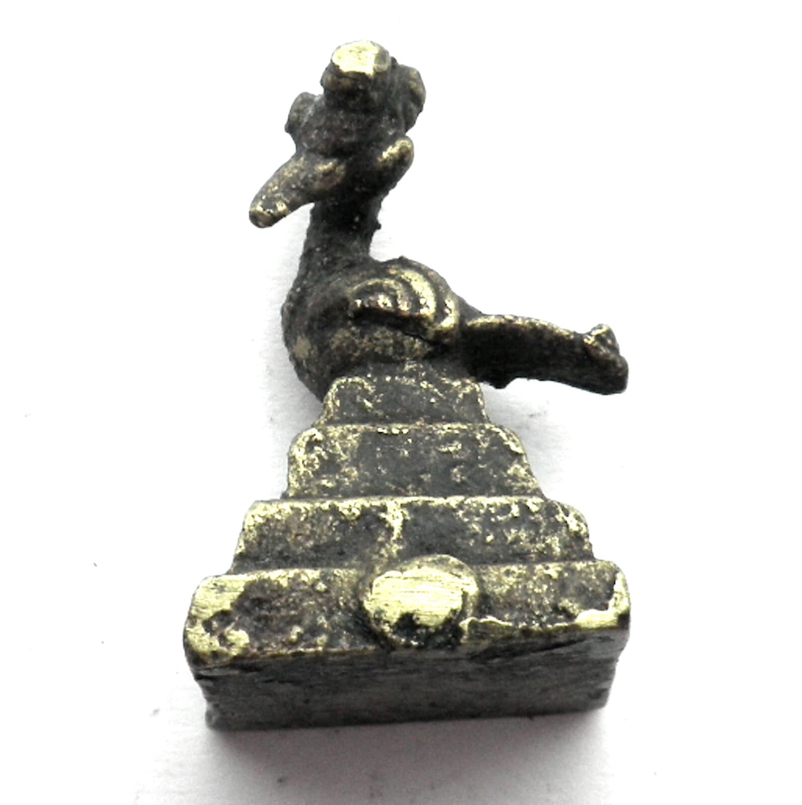 AFRICAN ASHANTI AKAN BIRD ON A PYRAMID GOLD WEIGHT 1700-1900 AD Brass 33g. 4