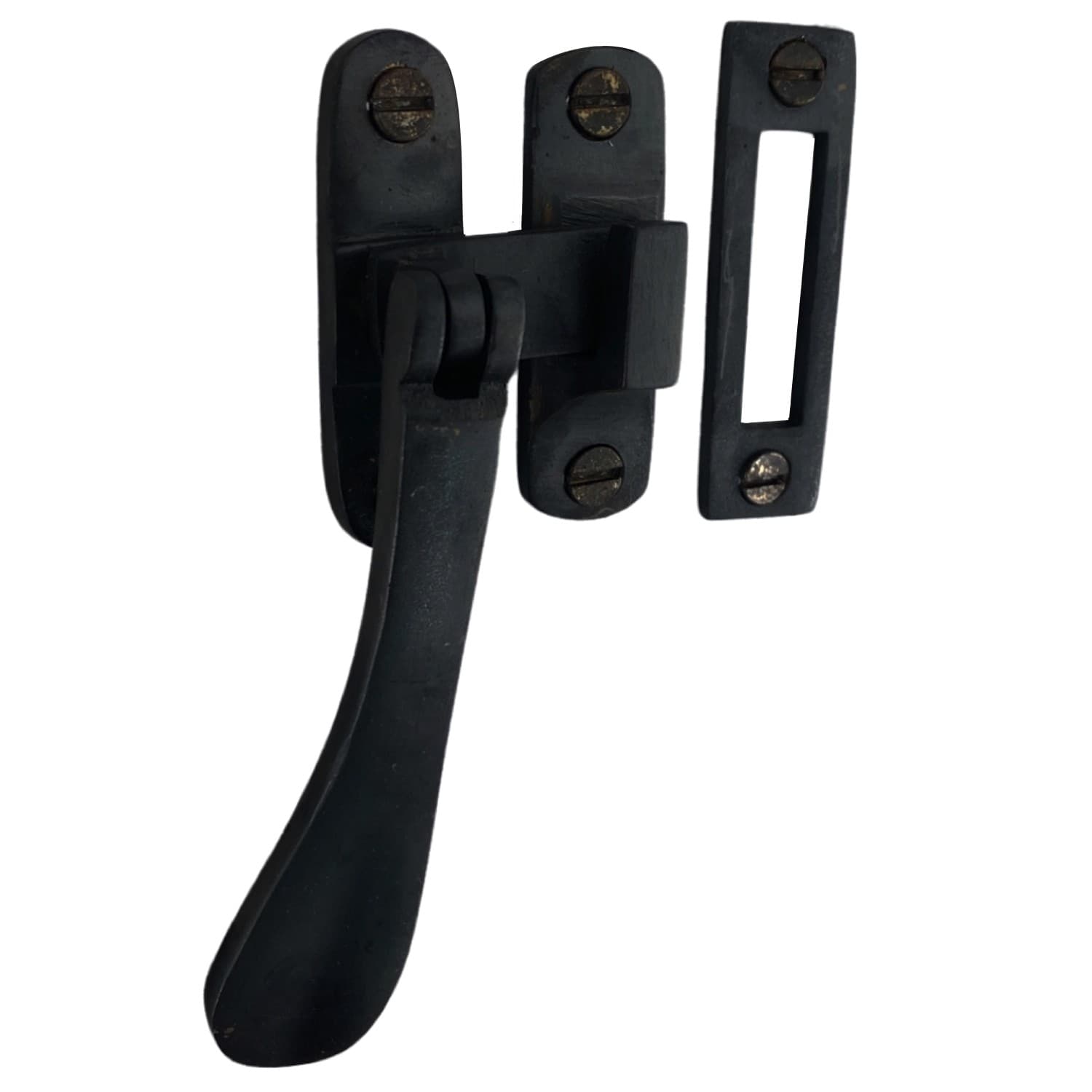 Flat Handle Window Casement Latch Set in Bronze 2