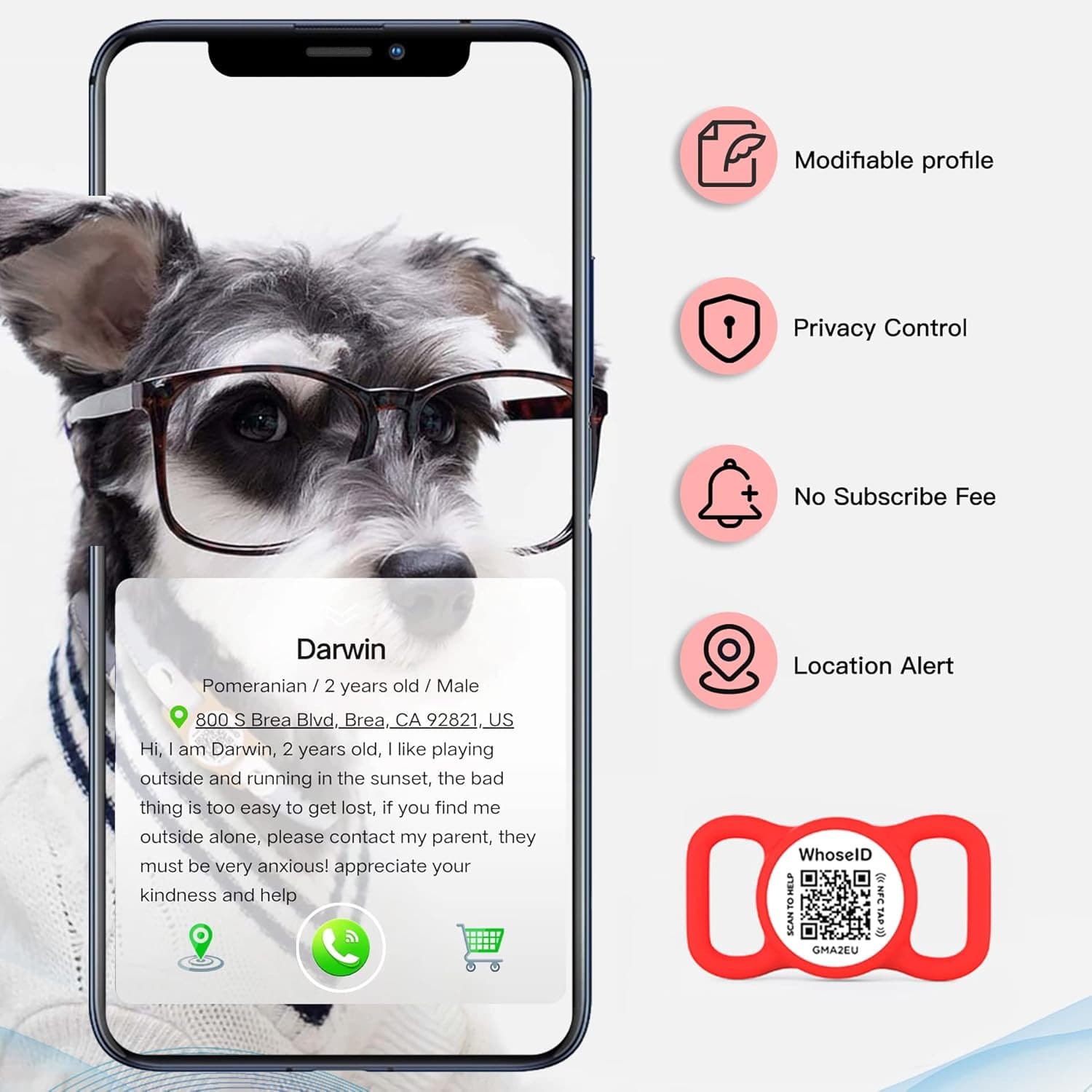 QR Code & NFC Pet ID Tag – Silent Silicone GPS-Linked Dog & Cat Collar Tag 6