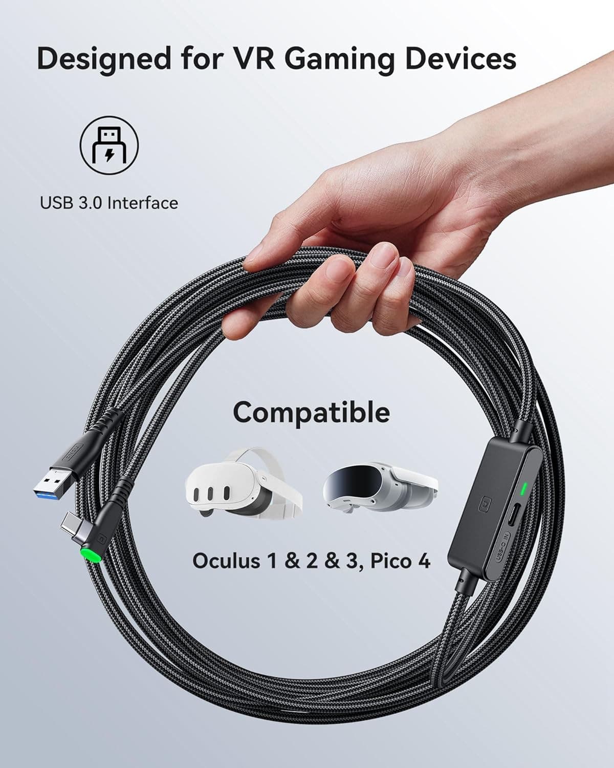 INIU Oculus Link Cable with Charging [16ft] for Meta Quest 3 Quest 2/Pro, Pico 4 3