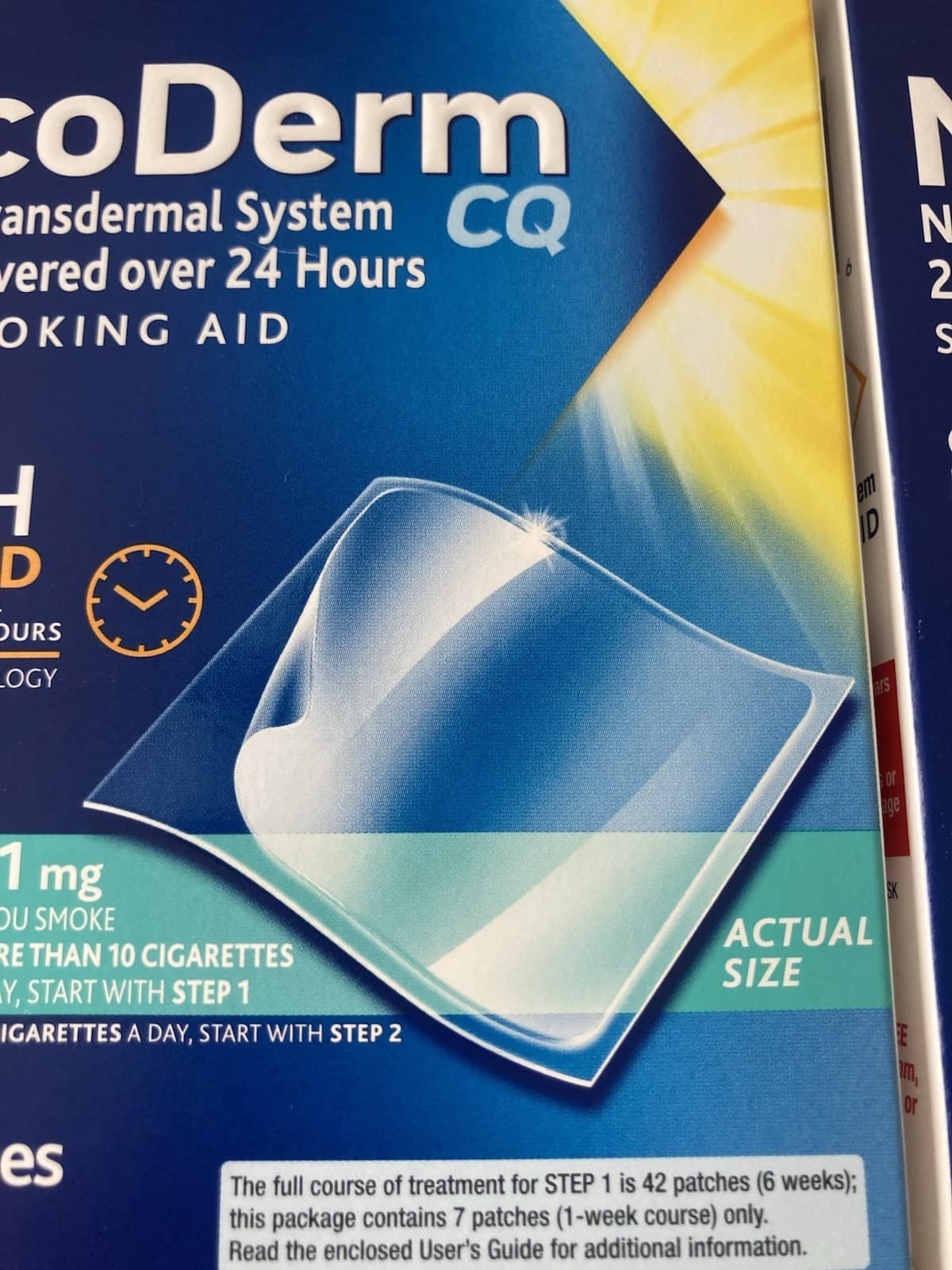 2 Nicoderm CQ Step 1 Nicotine Patches Stop Smoking 21 Mg 14 Patches Total 3