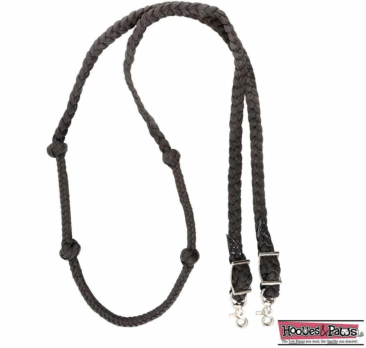 Martin Saddlery Barrel Reins: Braided Nylon with Knots for Precision Black