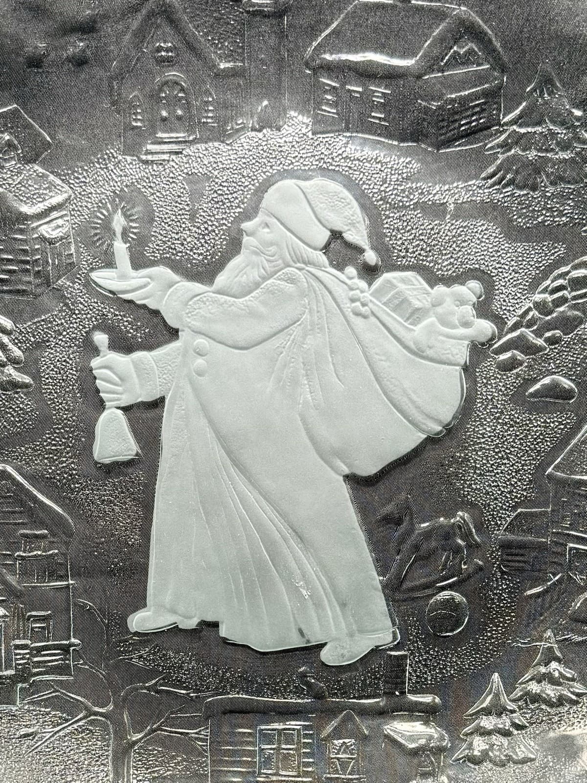 Crystal Clear Studios Santa Claus Platter Clear Glass 13" Round Holiday Plate 98 2