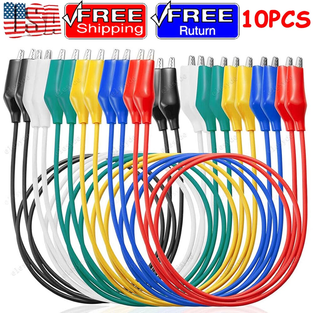 10PCS Metered Color Insulating Test Lead Cable Set Double Ended Alligator Clips
