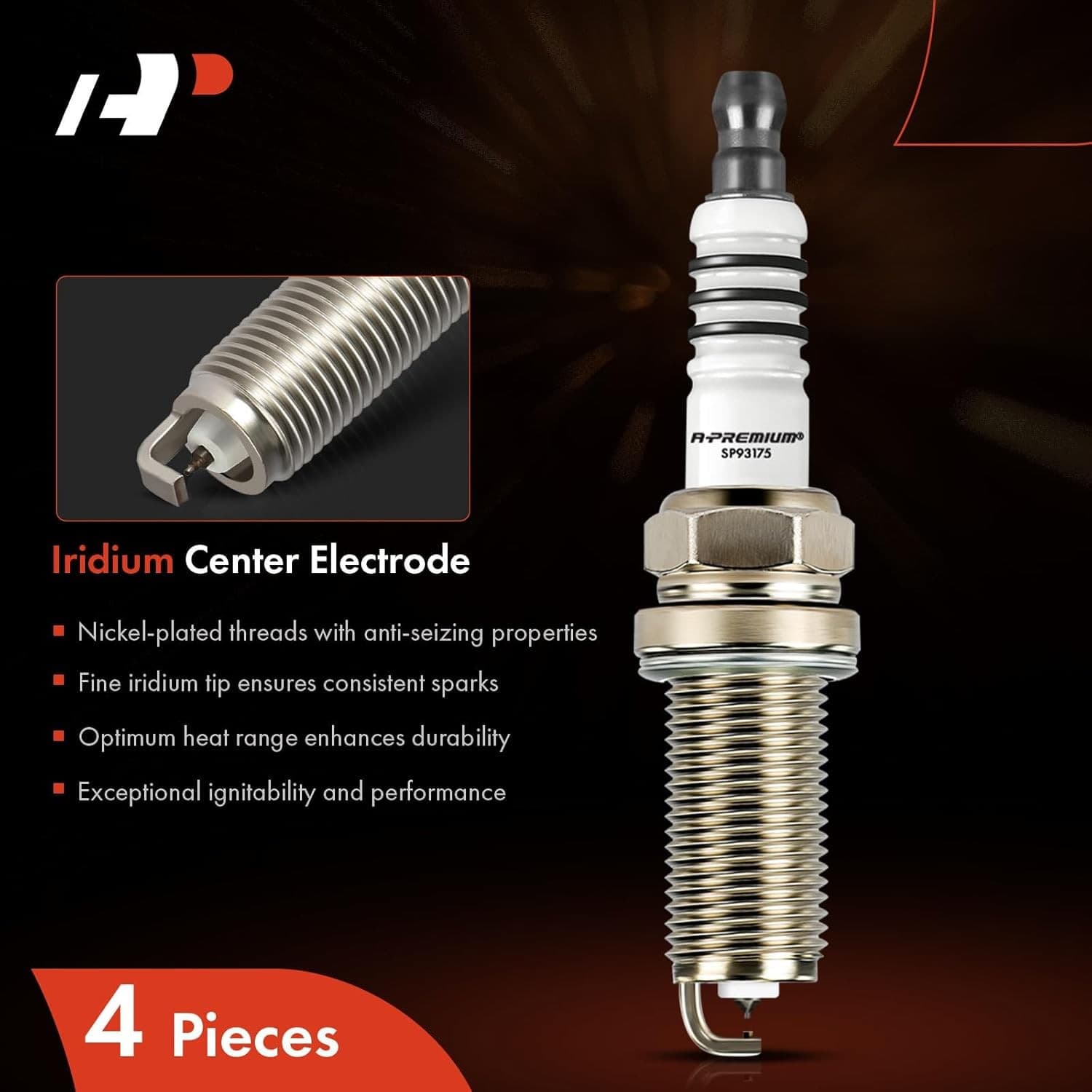 A-Premium Iridium Platinum Spark Plugs Compatible with Honda CR-V, Civic, Accord 4