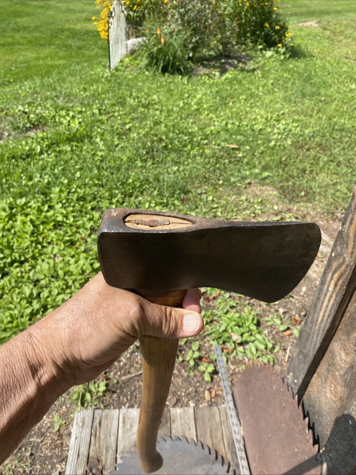 VINTAGE CRAFTSMAN BOYS AXE Oval Logo W /Solid HANDLE - VERY GOOD COND 3 Lb.4oz 6