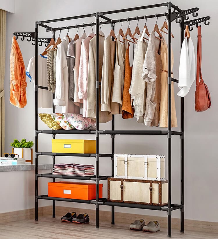 67" Clothes Storage Closet Organizer Wardrobe Rack Shelf Dustproof Home Portable 3