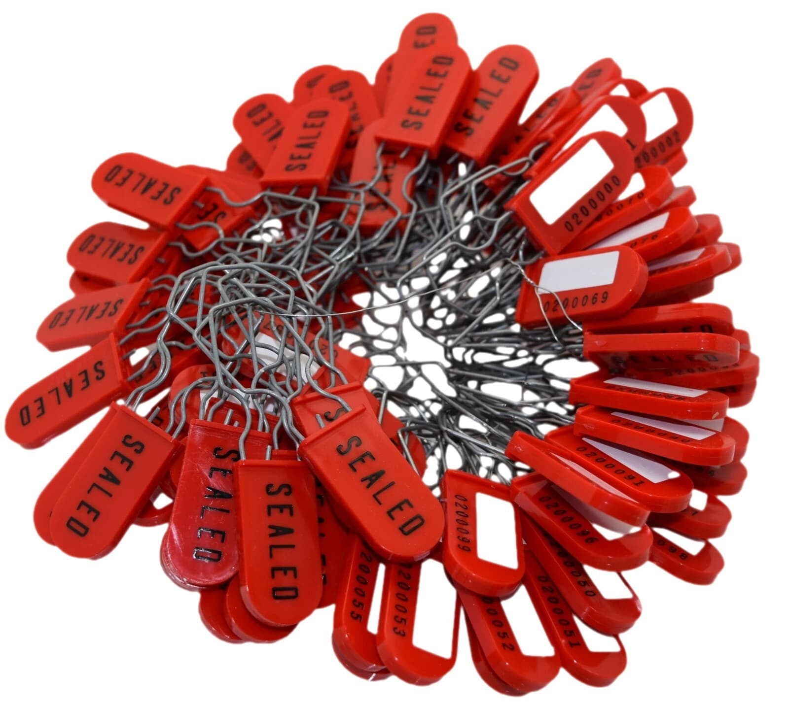 Red Plastic Padlock Security Seal Scored Tool-less Hand Removal 100 Pack 2