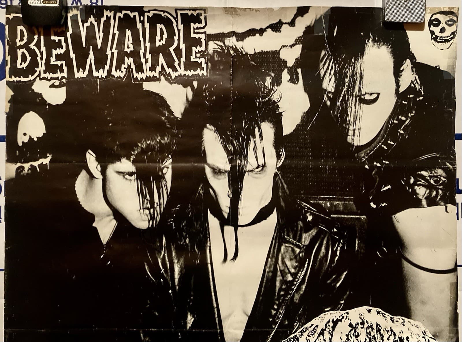 MISFITS ULTRA RARE ORIGINAL OOP VINTAGE 1980S BEWARE POSTER UK IMPORT DANZIG 2
