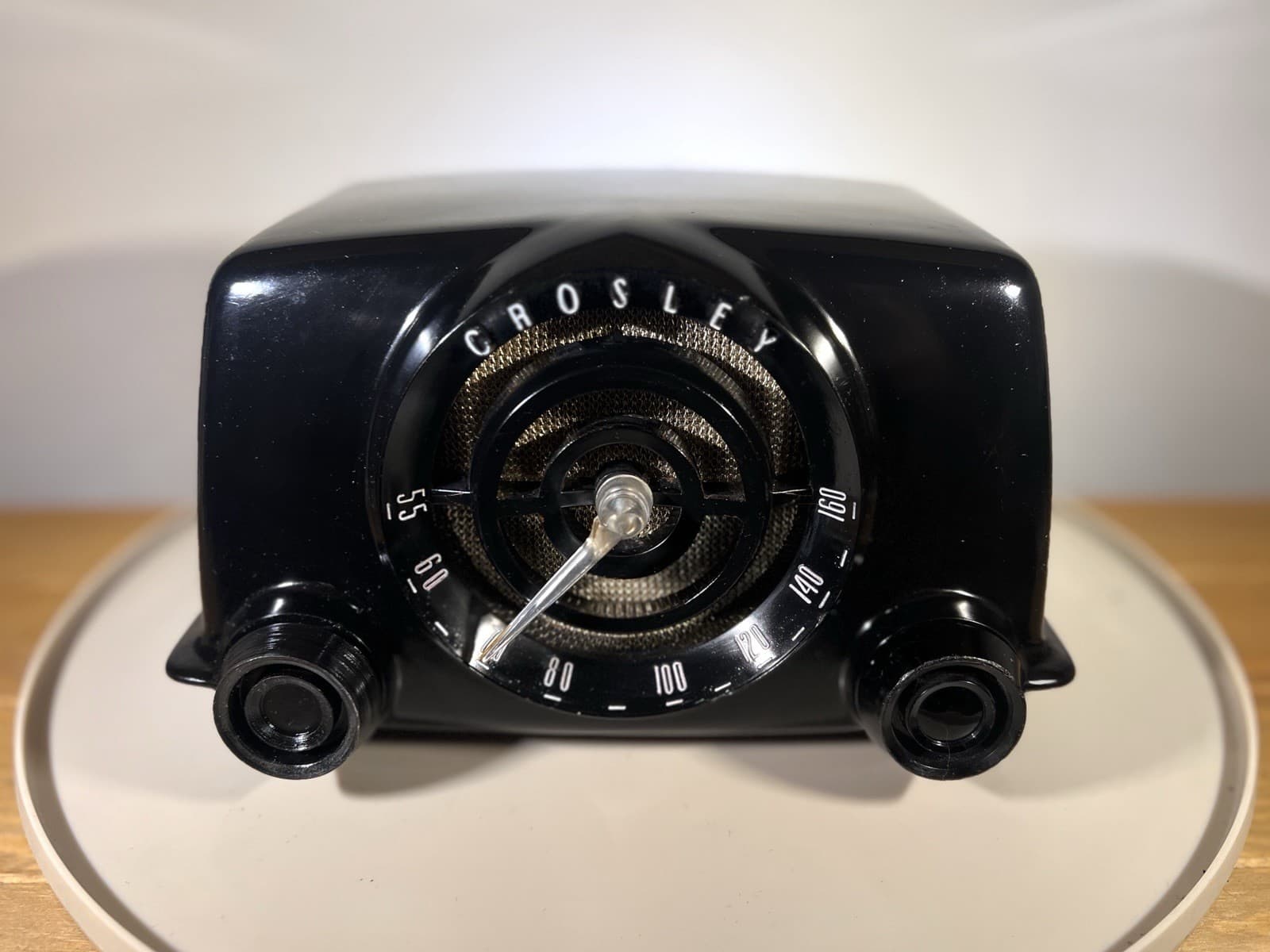 Nice 1951 Crosley 11-104U Dynamic Black Bakelite “Bullseye” Tube Radio No Power