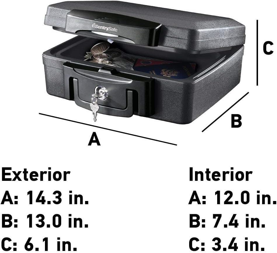 SentrySafe H0100 Fireproof Waterproof Portable Safe with Key Lock – 0.17 cu ft 4