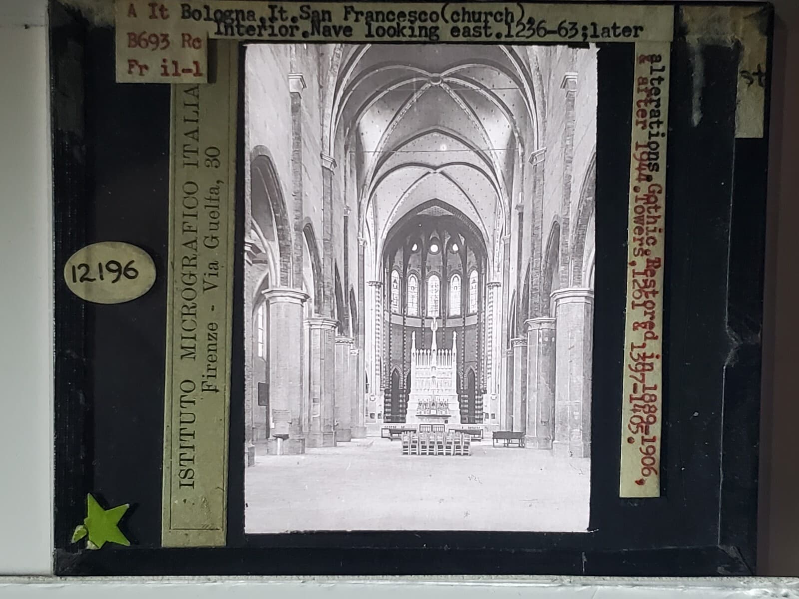 Nave, San Francesco Church, Bologna, Italy, Magic Lantern Glass Slide 2