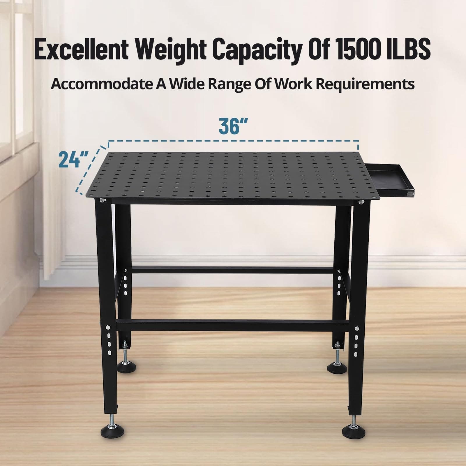 36"x24" Welding Table 5/8'' Fixture Holes Steel Welding Workbench Table 1500lbs 6