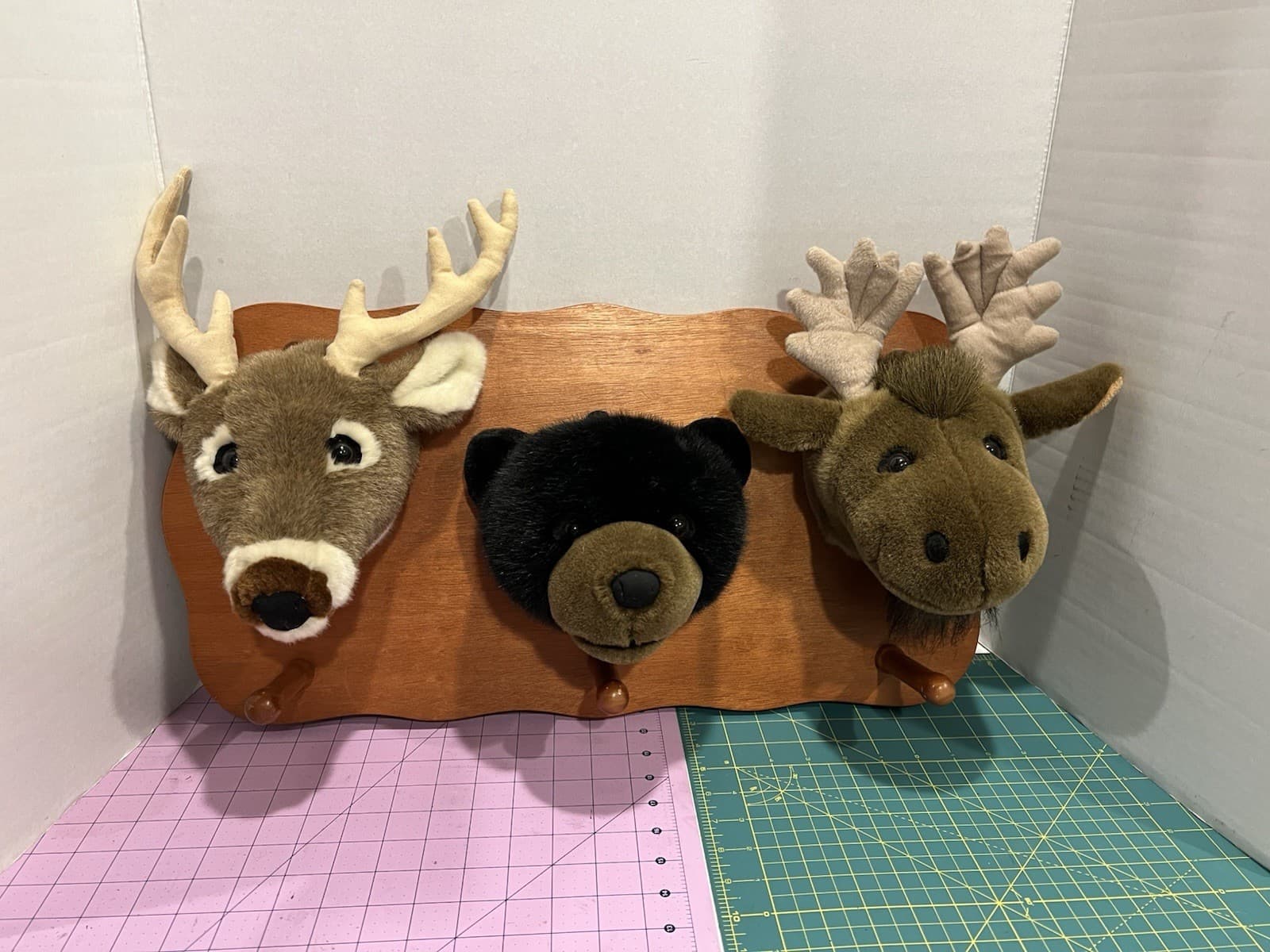Taxidermy Plushy Animal Trophy Hunt Coat Rack Deer Bear Moose Kid Room Hunting