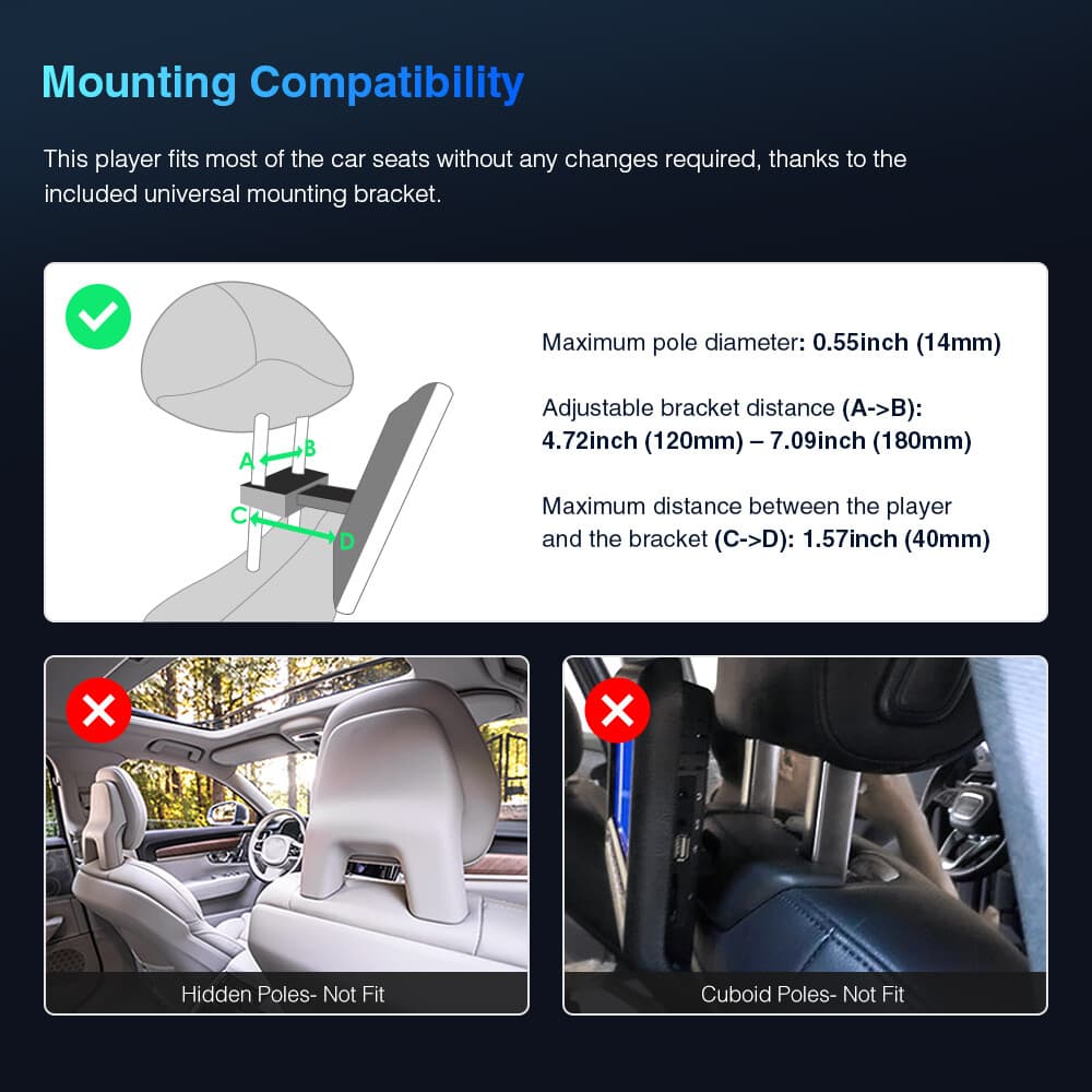 2X 11.6" Android HD Touch Screen Car Headrest Rear Monitor Rear Seat Media Play 3