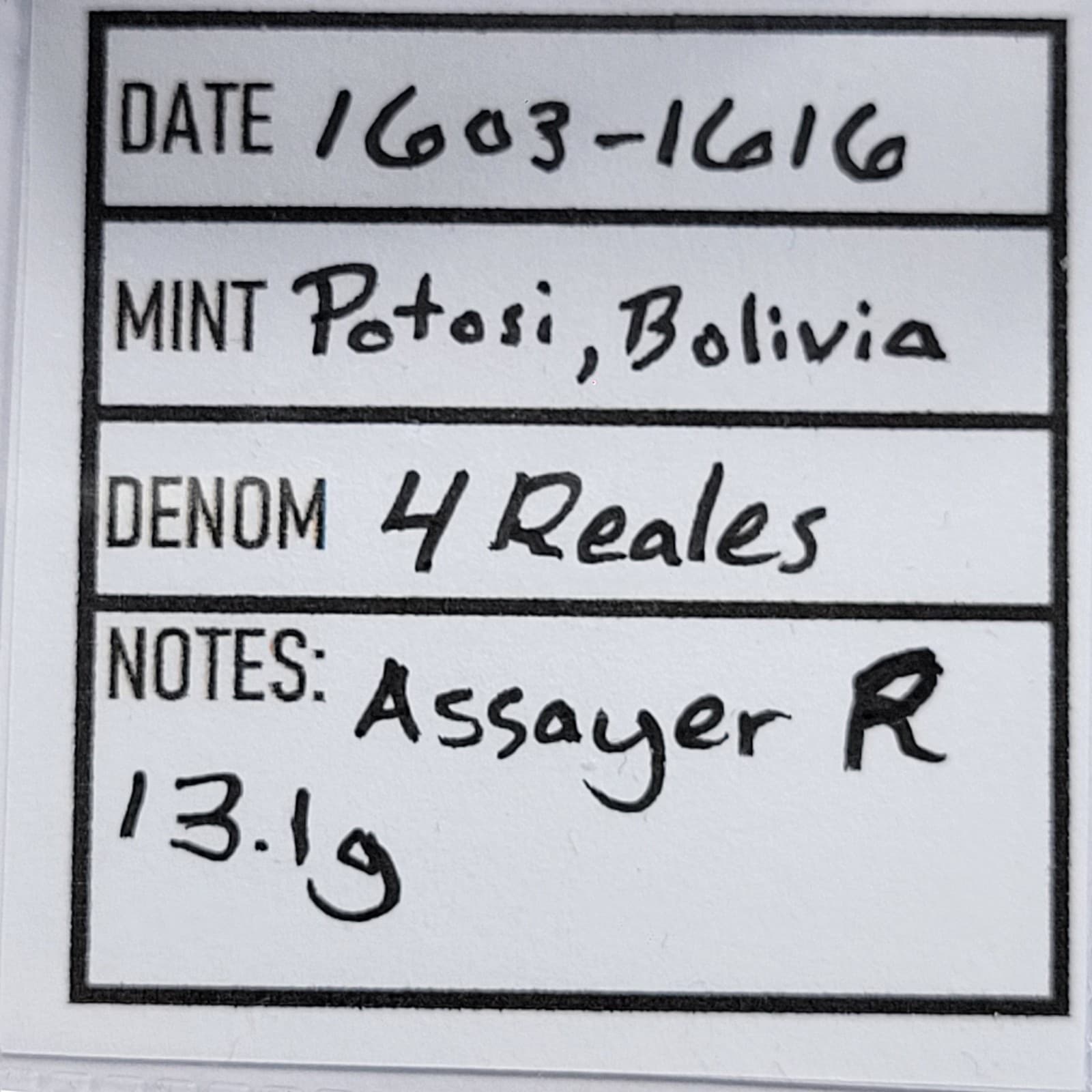 1603-1616 Cob 4 Reales Potosi Bolivia Assayer R Early Type 13.1g Nice *K807 3