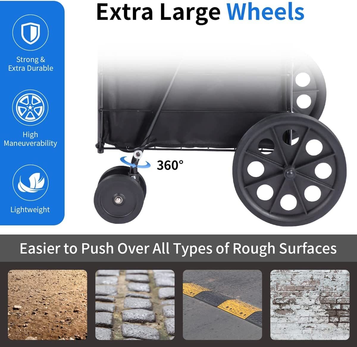 ( USED ) Folding Grocery Basket Cart Shopping Wheel Large Metal Utility Laundry 4