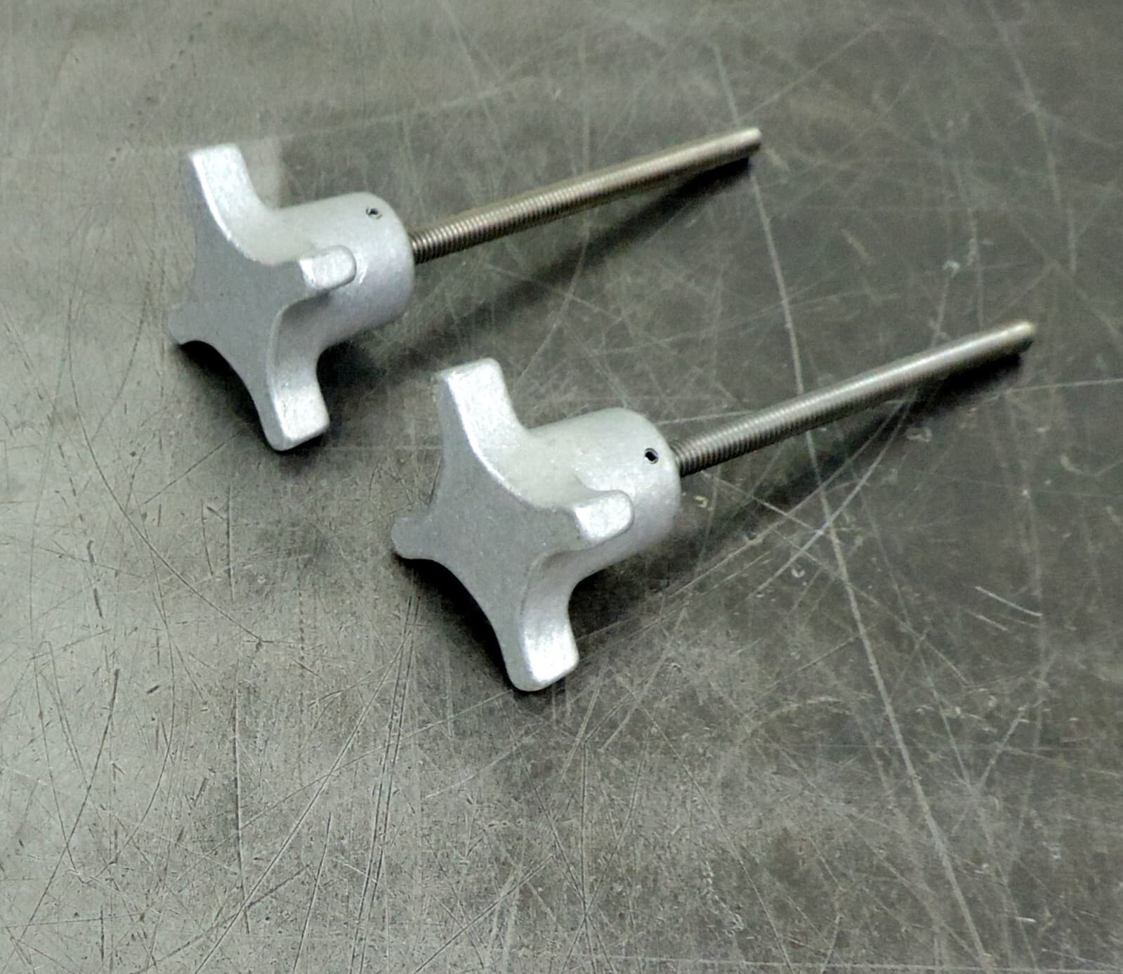 Hand Knob Handle Aluminum with 5/16" SAE Threaded Shaft Lot of (2) Two 4