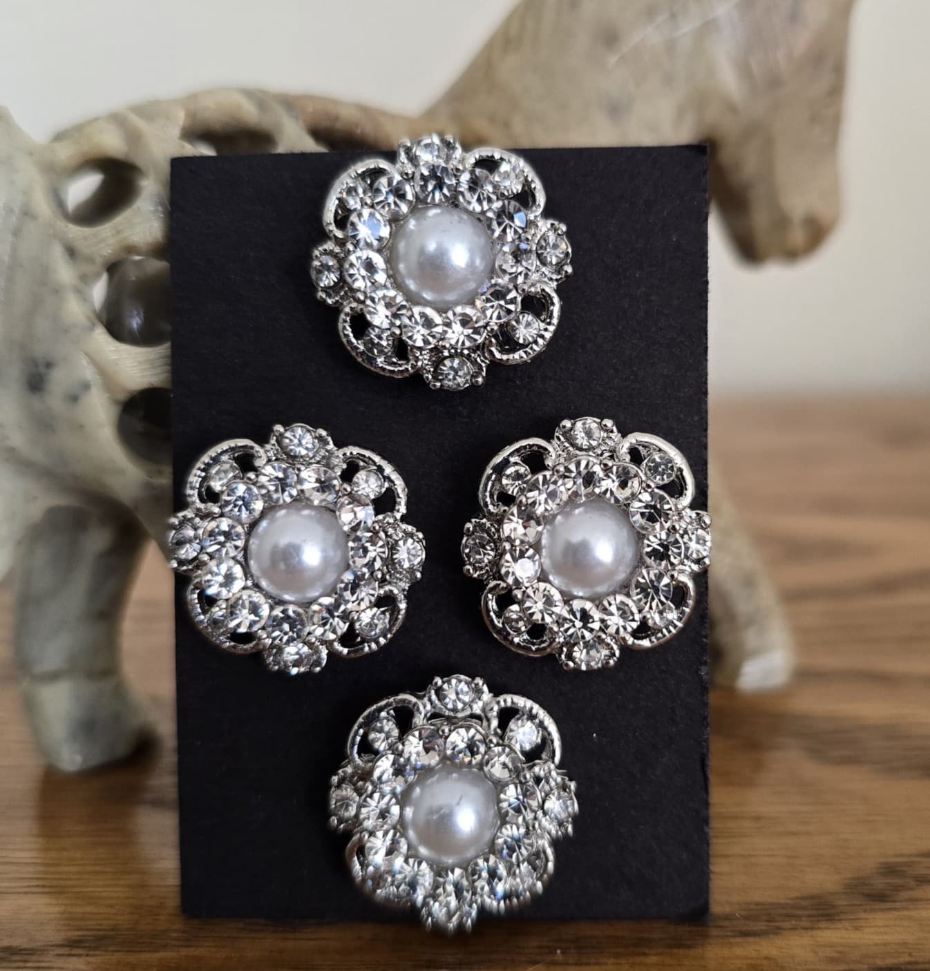 4 Pearly Silver Magnetic Pins. Horse Show magnets. Clothing magnetic dress Pins.