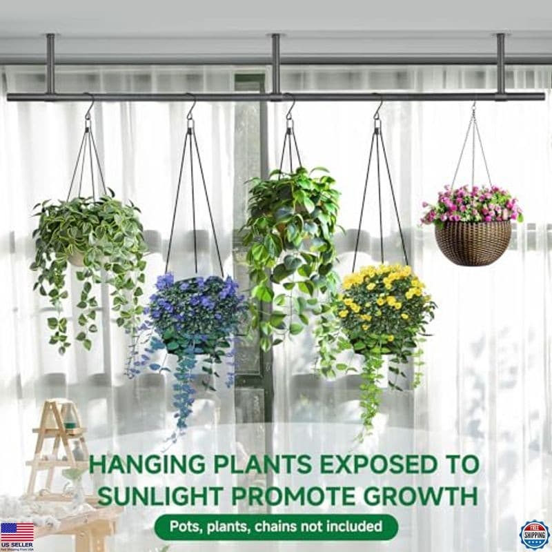 Set of 2 Metal Hanging Planters - 63" Indoor Plant Hanger for Ceiling & Window 5