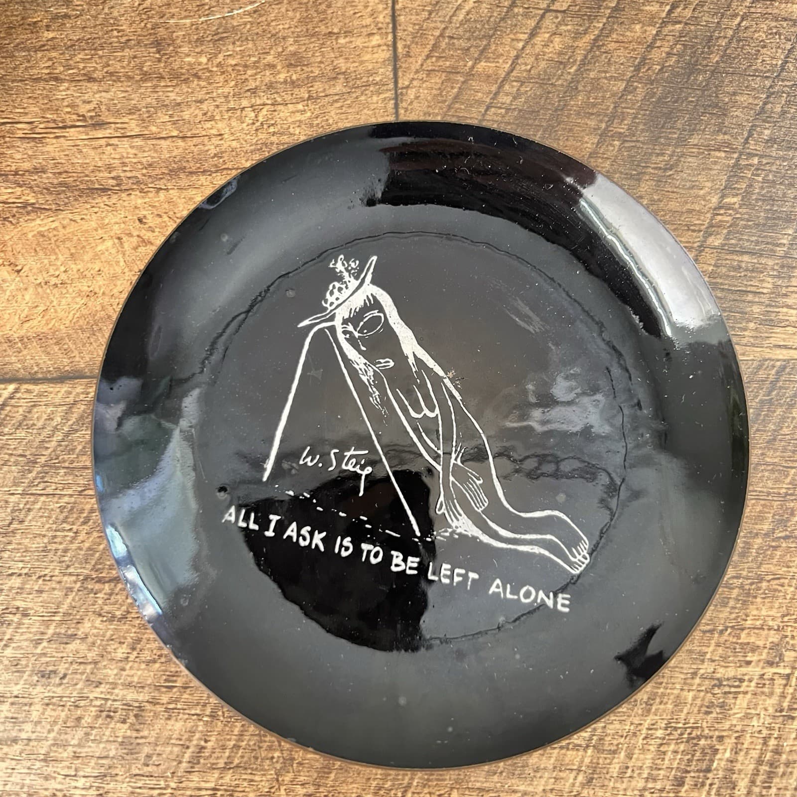Mid Century William Steig Black "All I Ask... " Copper Enamel Plate Vintage 3
