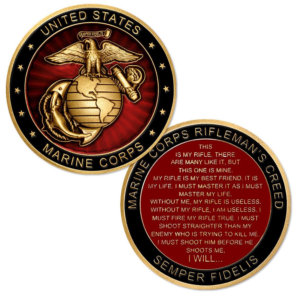 NEW U.S. Marine Corps Rifleman's Creed Challenge Coin.