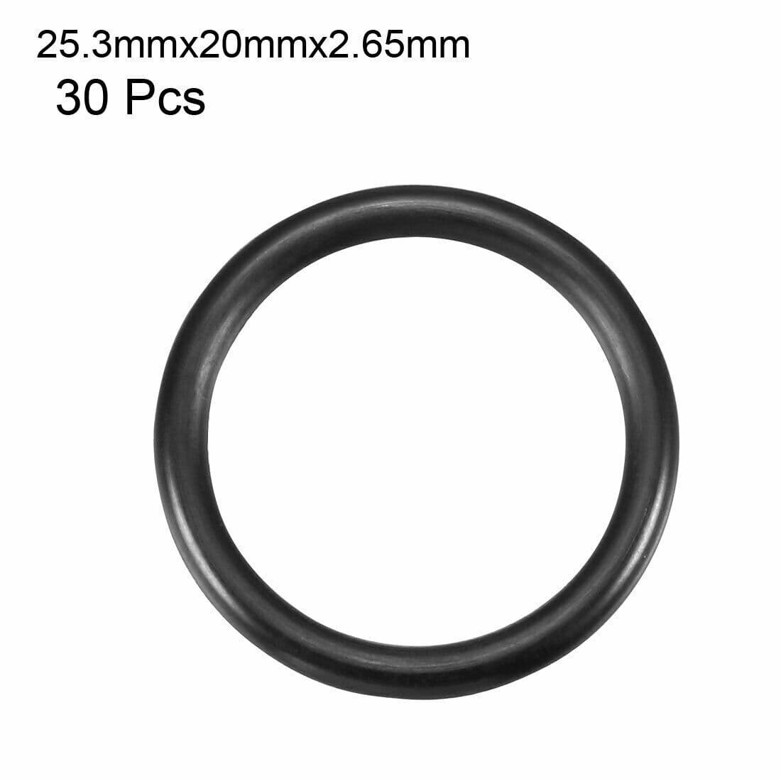 30Pcs Black Round Nitrile Butadiene Rubber NBR O-Ring 20mm x 2.65mm Width ✦KD 3