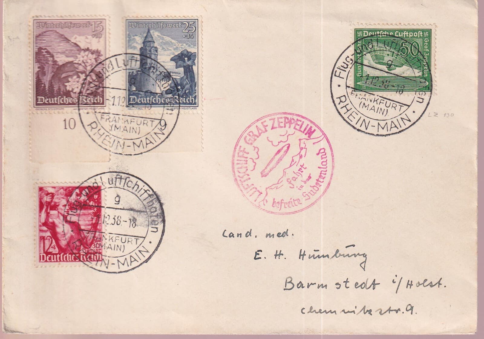 Airship/Flight/Zeppelin, LZ 130, Sudetenland Flight, 1.12.38, Mi. 681/82 Etc.