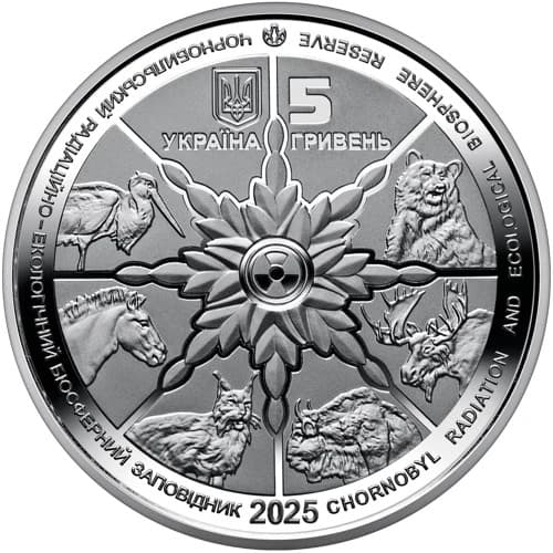 2025 Ukraine 5 Hryven European Elk Chernobyl Revival 16.5g CN Coin in Card 2