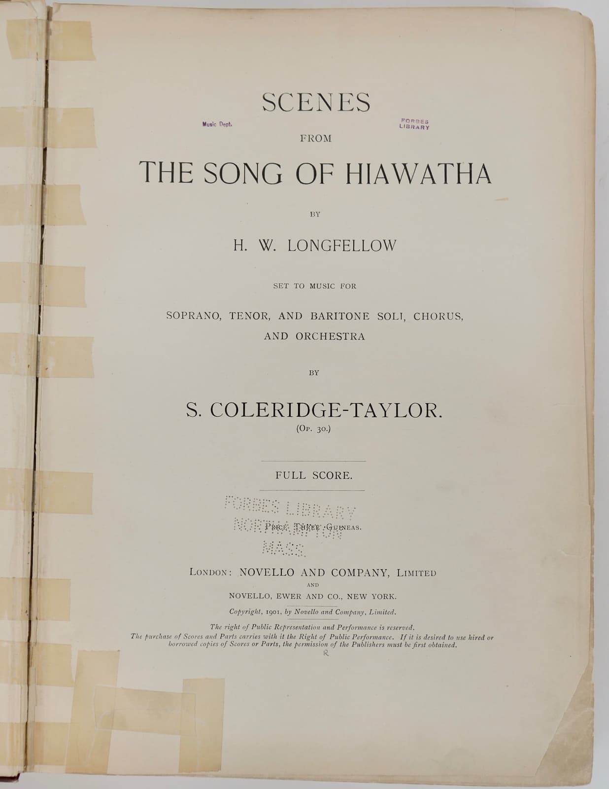 Coleridge-Taylor, Samuel. Scenes from The Song of Hiawatha.... Full Score. 2