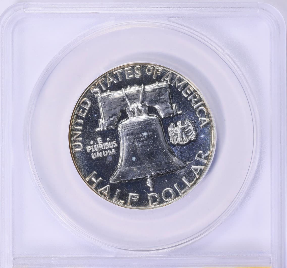 1960 Franklin Silver Half Dollar ANACS PF63 Album Toned Crescent Toning Rainbow 5