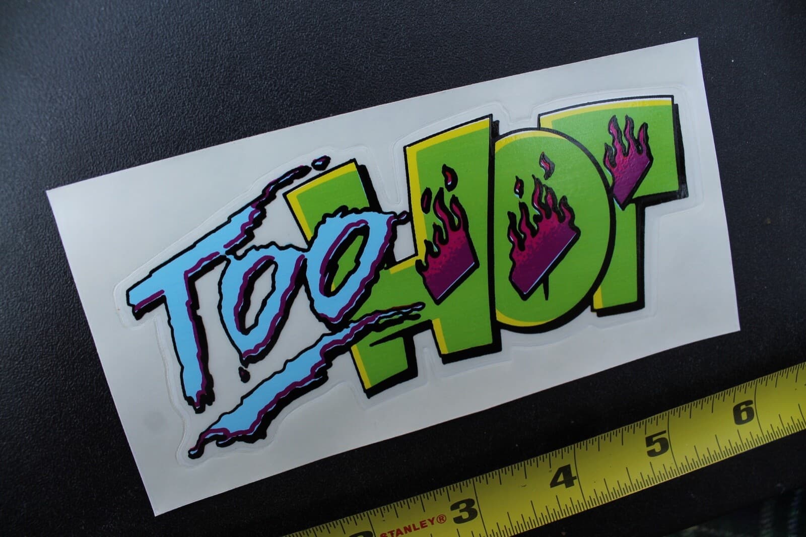 Too Hot Neon Blue Green Fire Retro 80's Style OG V30B Vintage Surfing STICKER 5