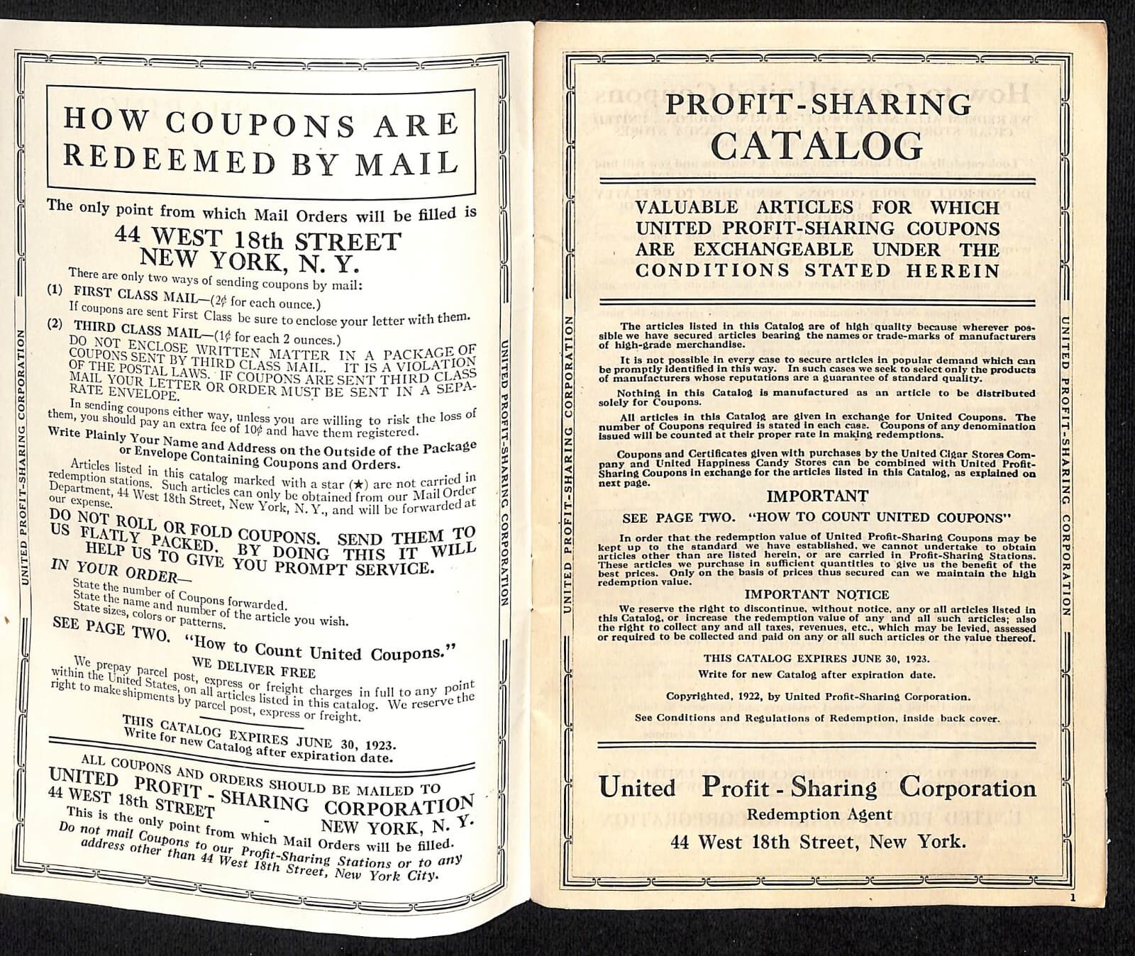 1923 United Profit Sharing Catalog Dry Goods Jewelry Clothing 40pp Scarce 2