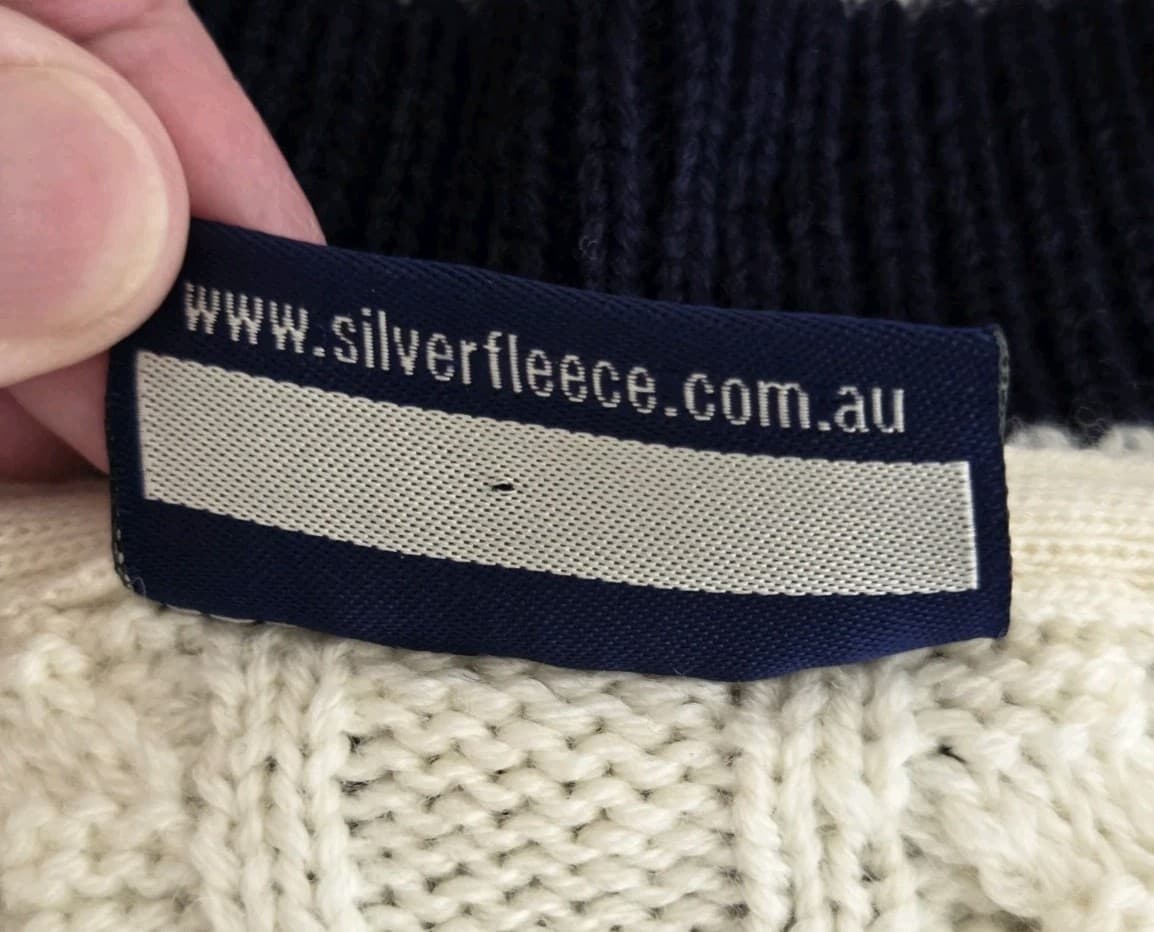 🔶️VINTAGE SILVER FLEECE MENS L/SLEEVE SIZE L CRICKET JUMPER POLO TENNIS SWEATER 4