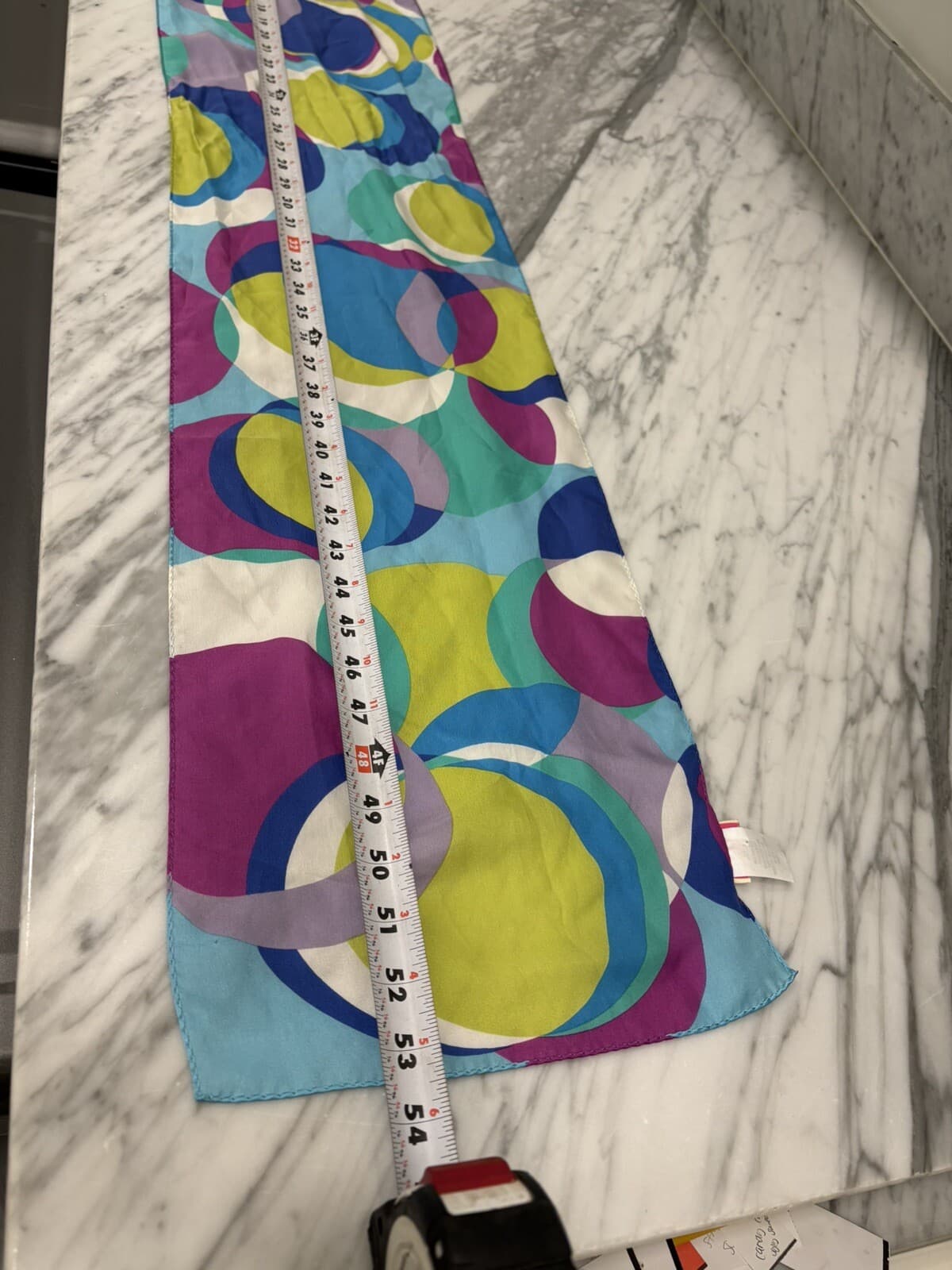 Ecco Silk Scarf Multi Color Geometric Pattern 100% Versatile Rectangular 6