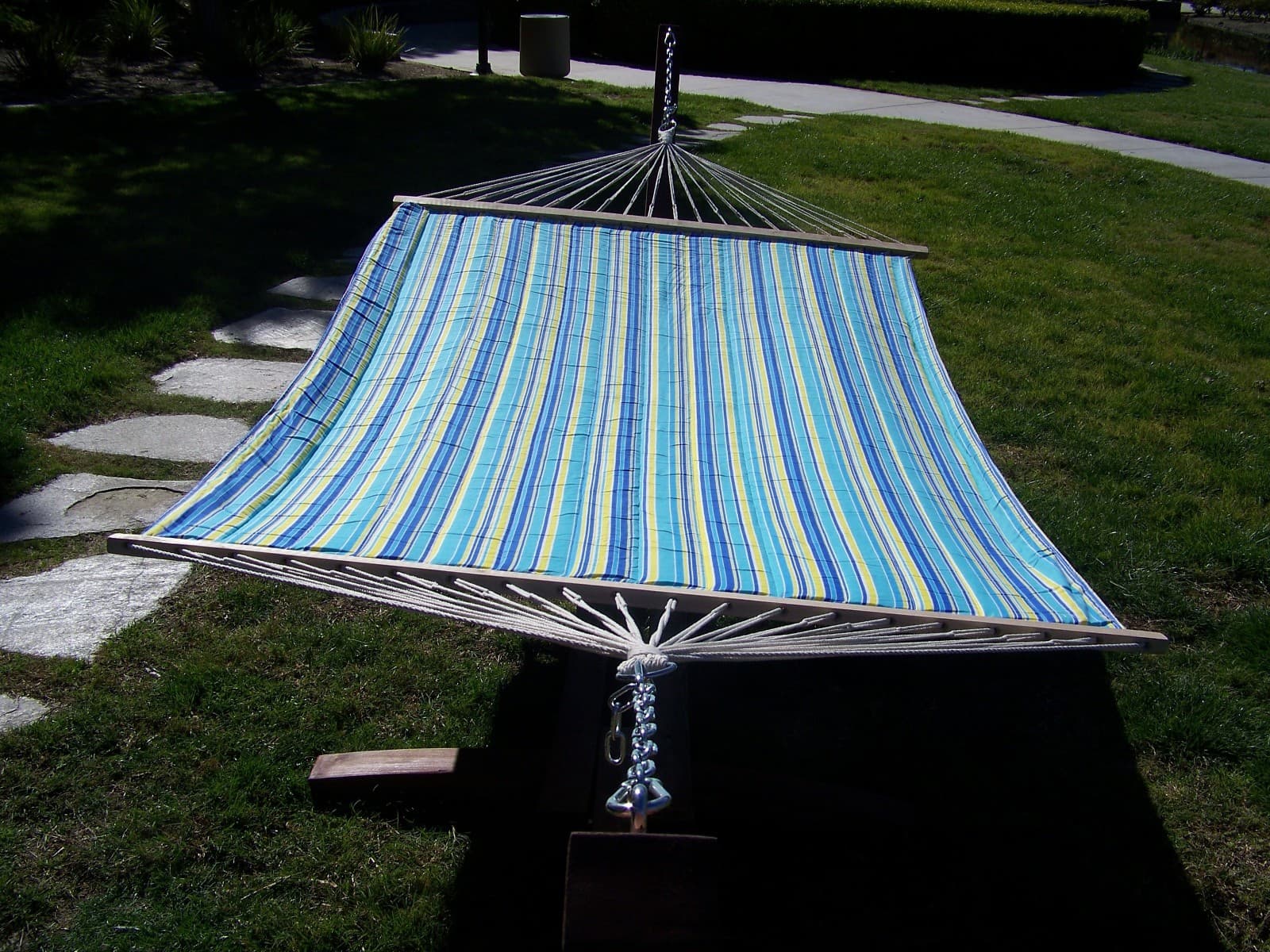 Petra Leisure Quilted Teal/Yellow TWO Person Hammock Bed. STAND NOT INCLUDED 2