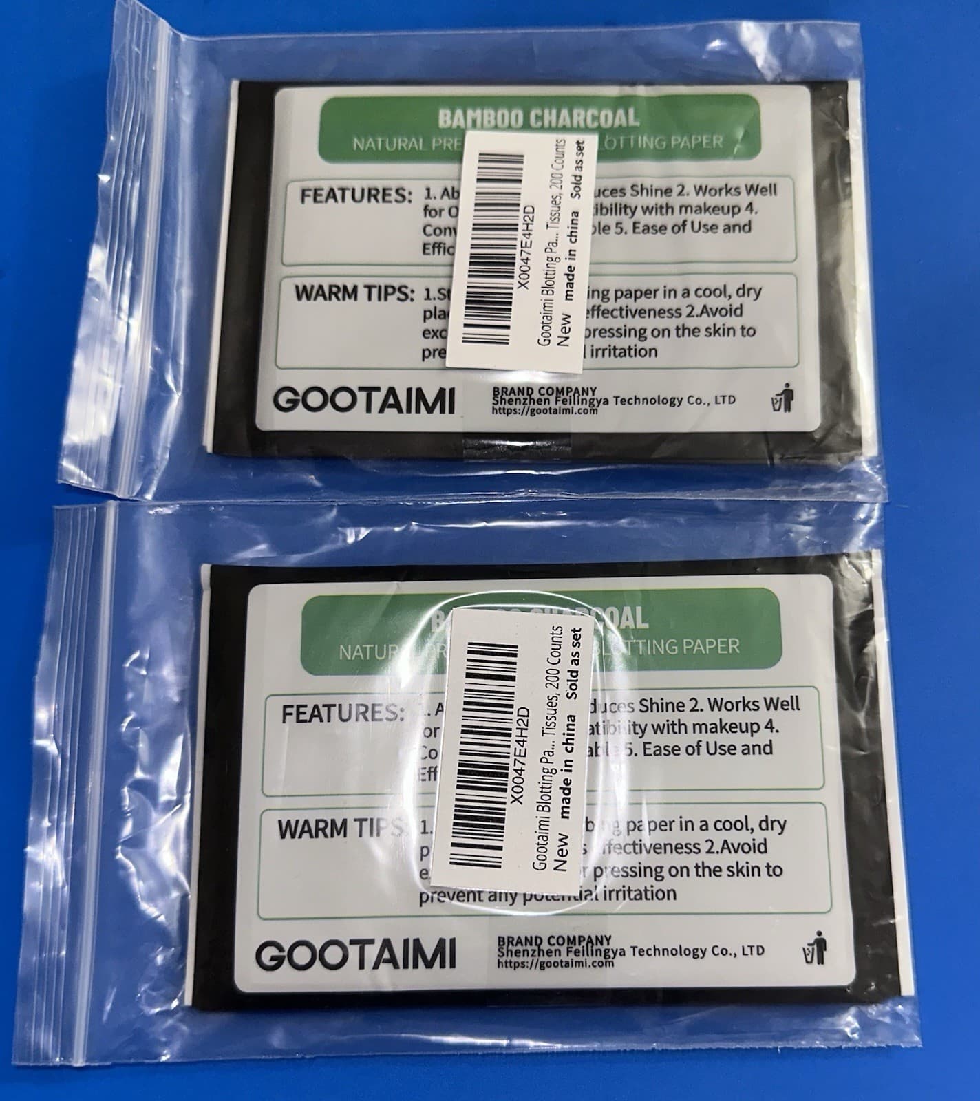 Natural Bamboo Charcoal Oil Blotting Paper For Face 400 count - New 2