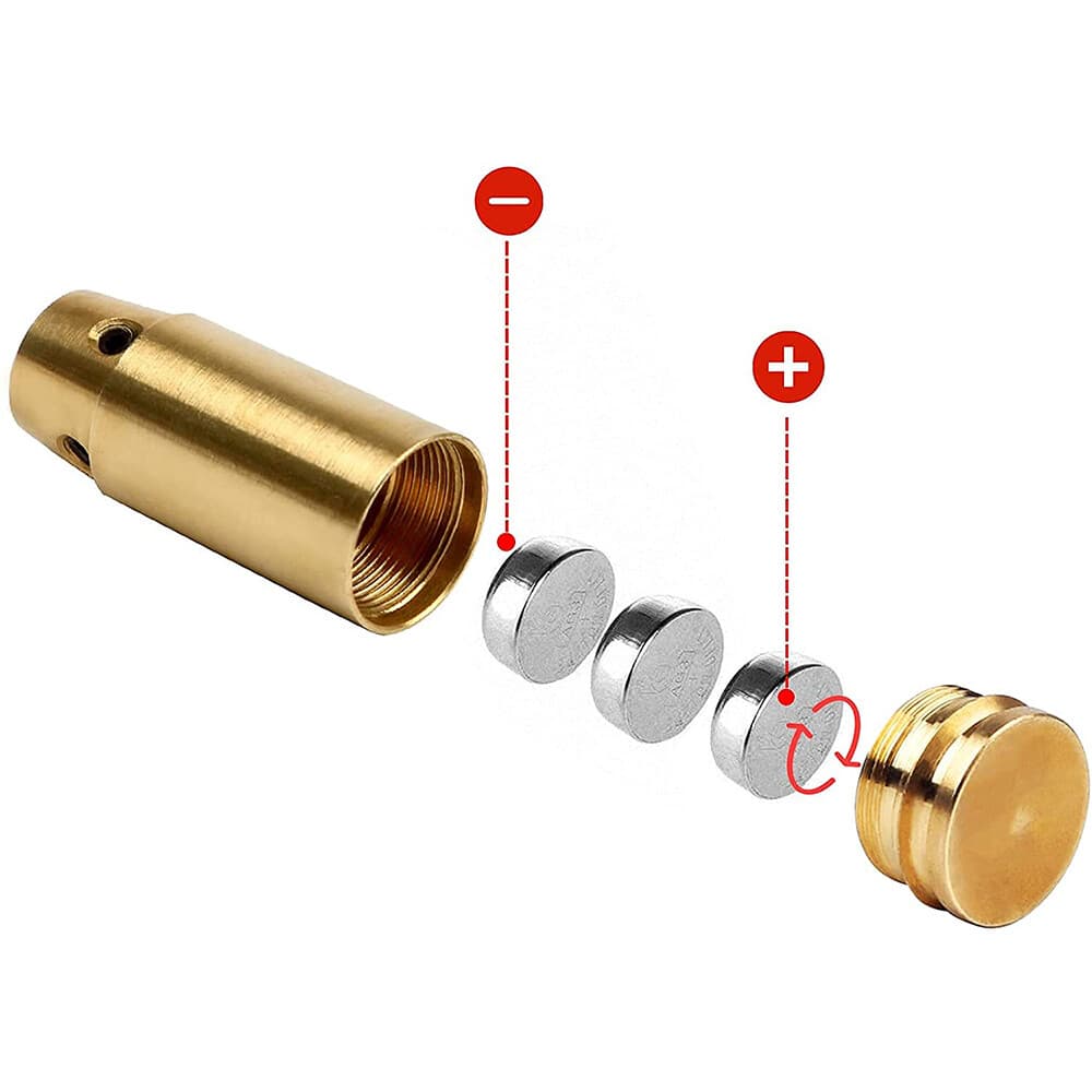 CAL 9mm Red Laser Bore Sight Brass Cartridge Bullet Shap Boresighter 6 Batteries 3