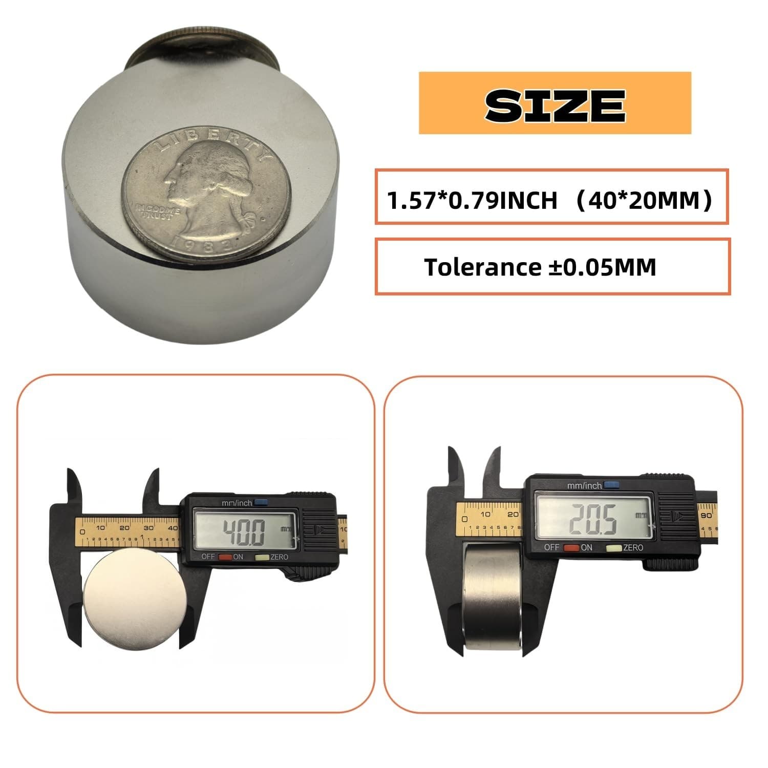 Large N52 Super Strong Neodymium Magnet,40mmx20mm Round Powerful Magnets,Heav... 2