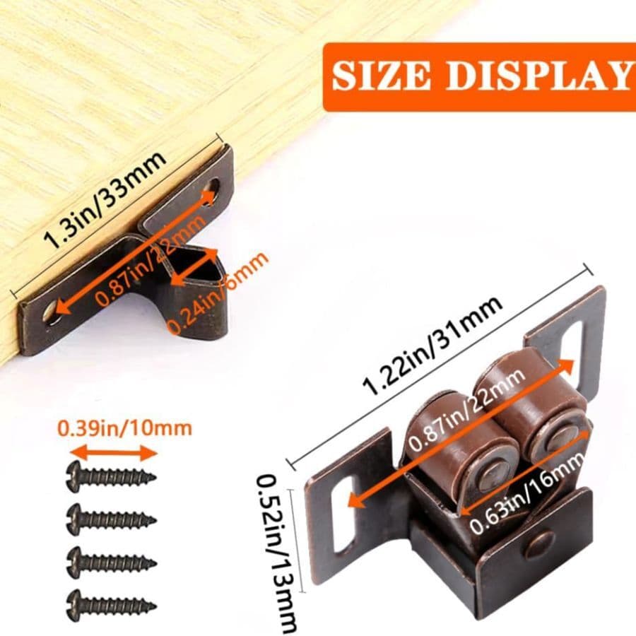 2 Pack Cabinet Latch Double Roller Catch for Cupboard Closet Cabinet Door Latche 2