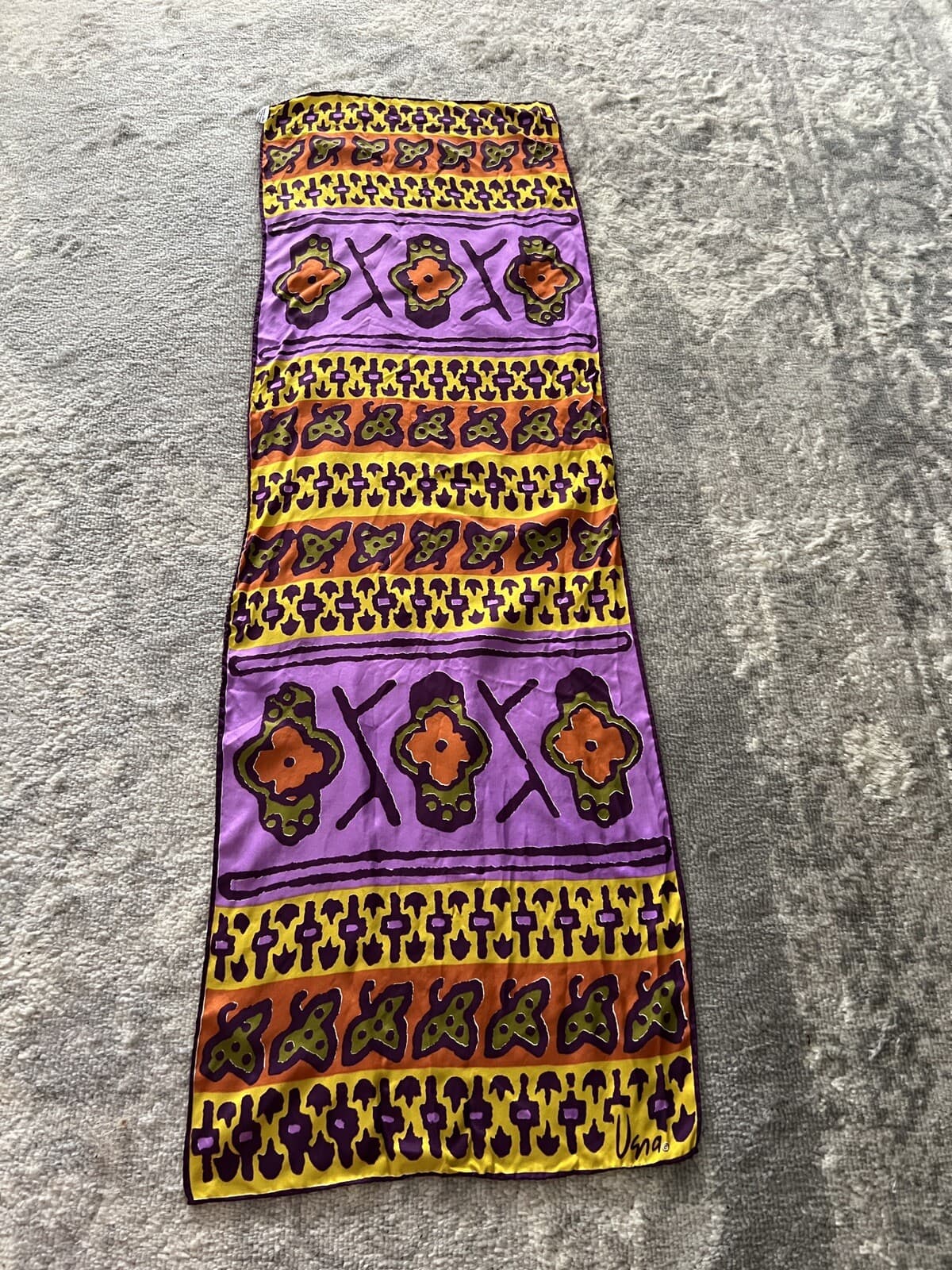 Vintage 1960’s - 70s VERA Neumann Abstract Silk Designer Scarf - 44”x 14” Mod 4