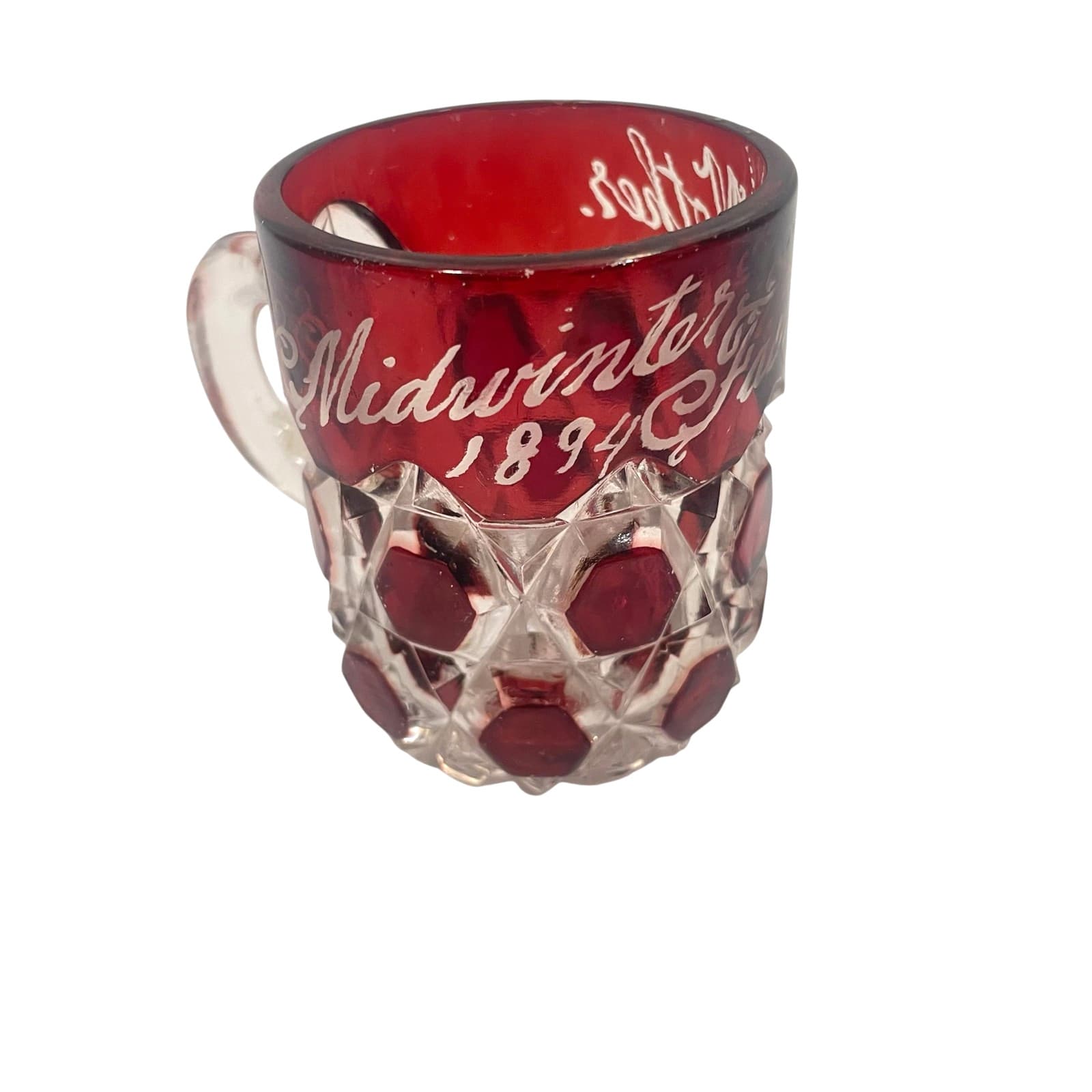 VTG 1894 Midwinter Fair Etched Glass Mother Red San Francisco Exposition