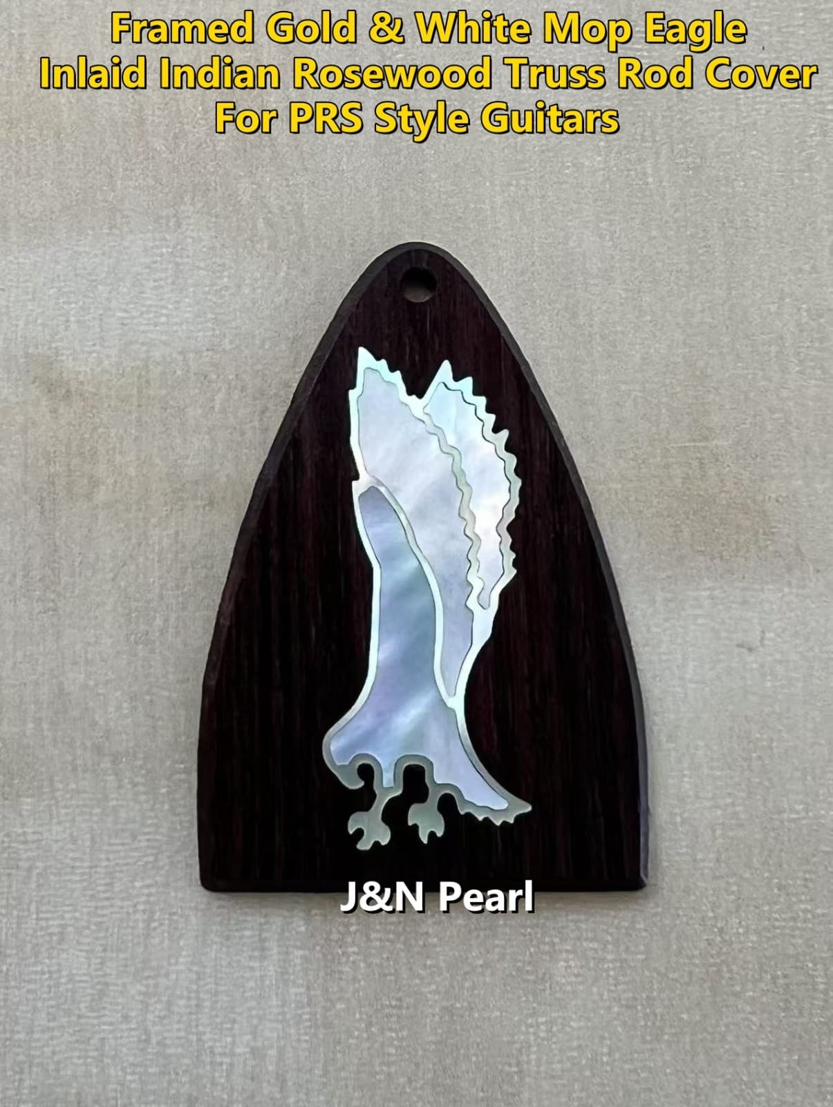 1pc Rosewood Truss Rod Cover Inlaid Framed Gold &White MOP Eagle for PRS Guitars 4