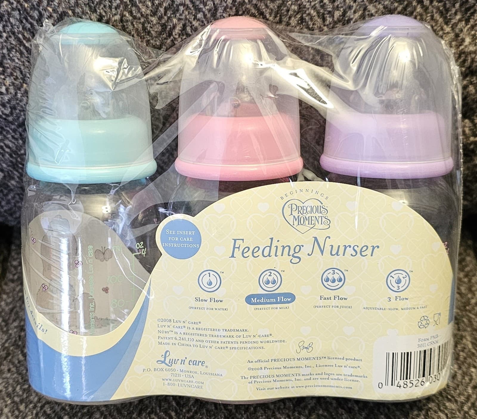 Baby Girl 3-Pack 4-OZ Each Feeding Nurser Bottles Precious Moments Anti-Colic 2