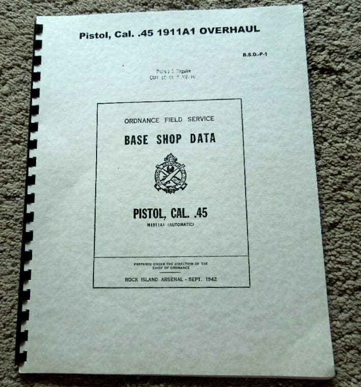 WW2 Dated 1942 M1911A1 .45 Auto ACP Overhaul Manual Rock Island Arsenal 37 Pages