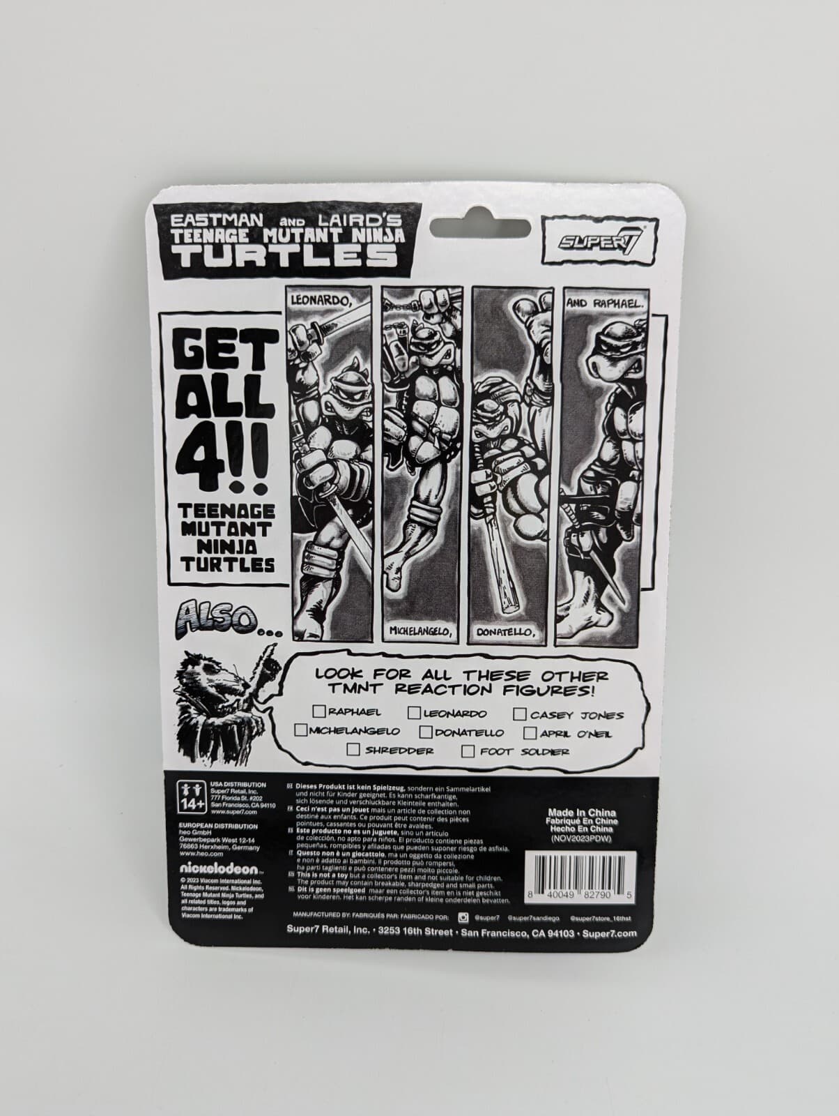 Leonardo TMNT Turtles Comic Greyscale Super7 Reaction Figure 4