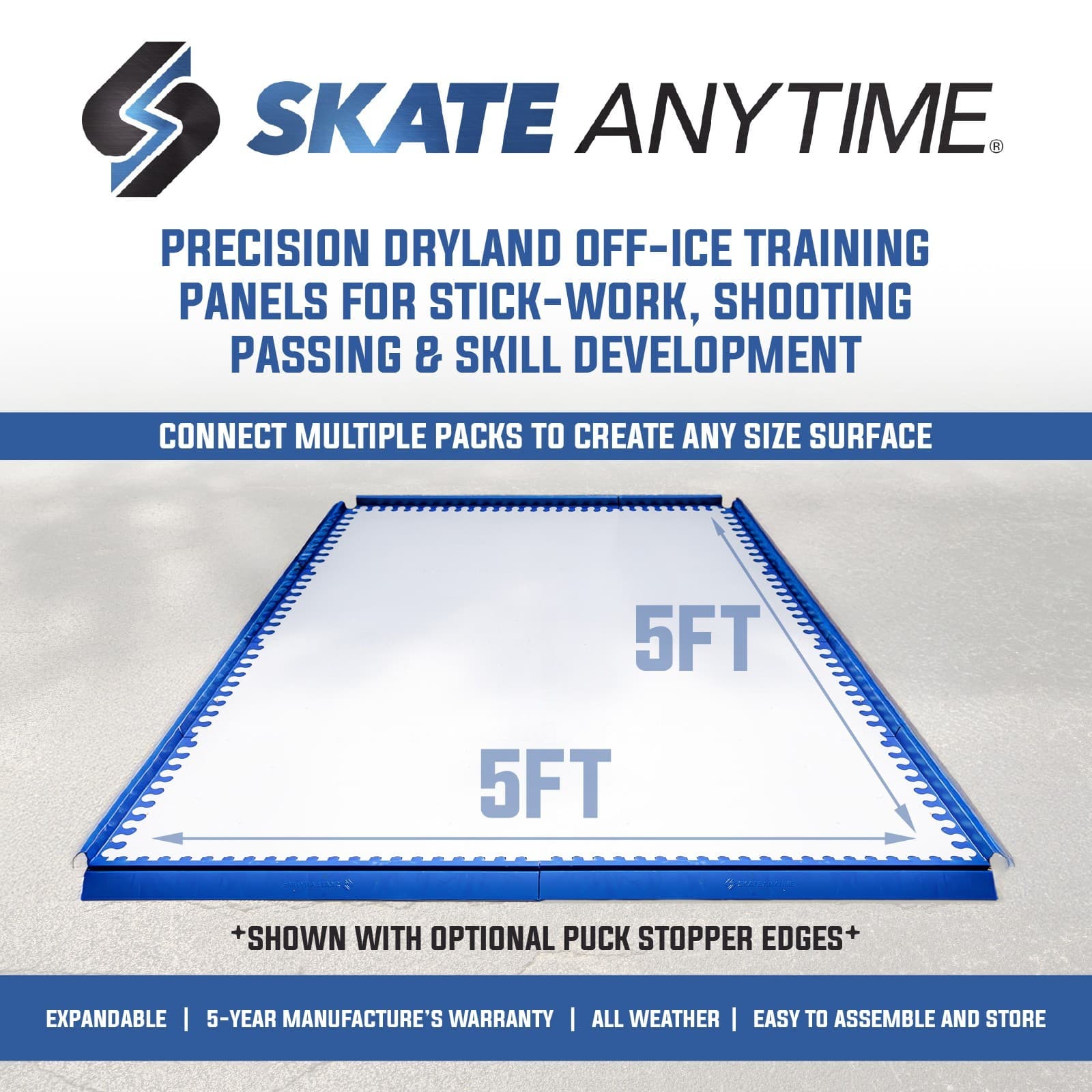 Skate Anytime - Precision Dryland Hockey Tiles - (8) Pack (15"x30") - 25 sq ft 5