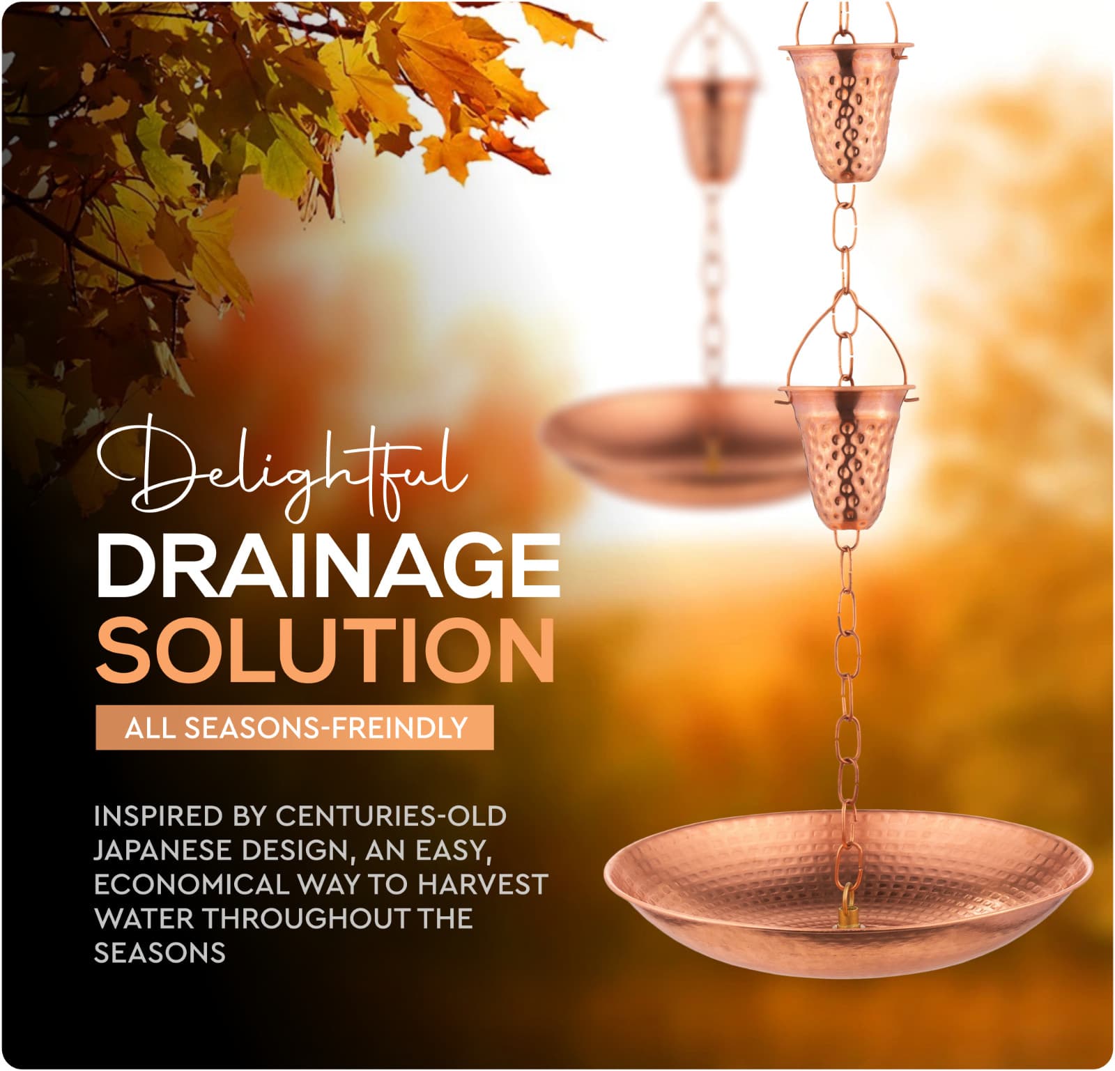 Marrgon Hammered Copper Rain Chain Receptical Basin– Bowl Shaped Anchoring Basin 2