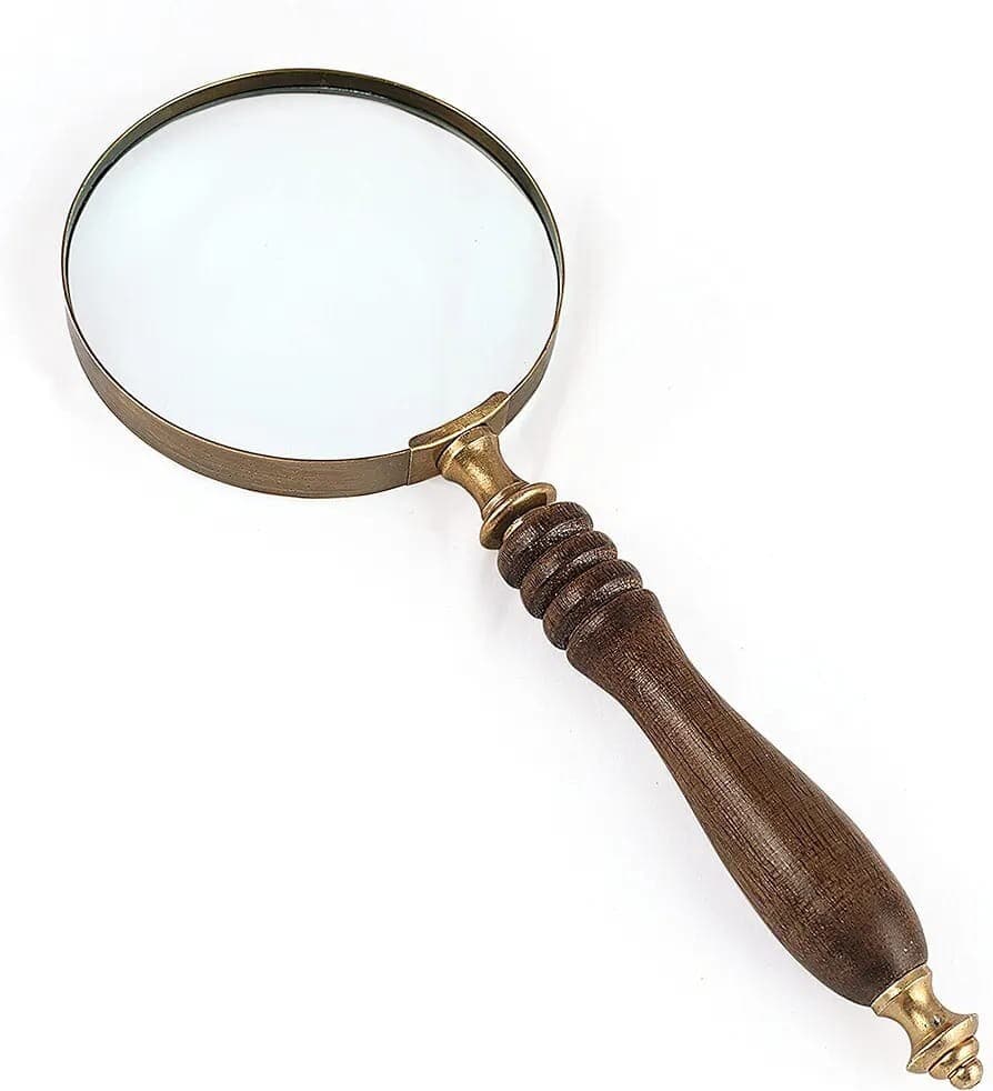 Deconoor 10X Handheld Magnifying Glass Lens, Antique Brass Magnifier, 5
